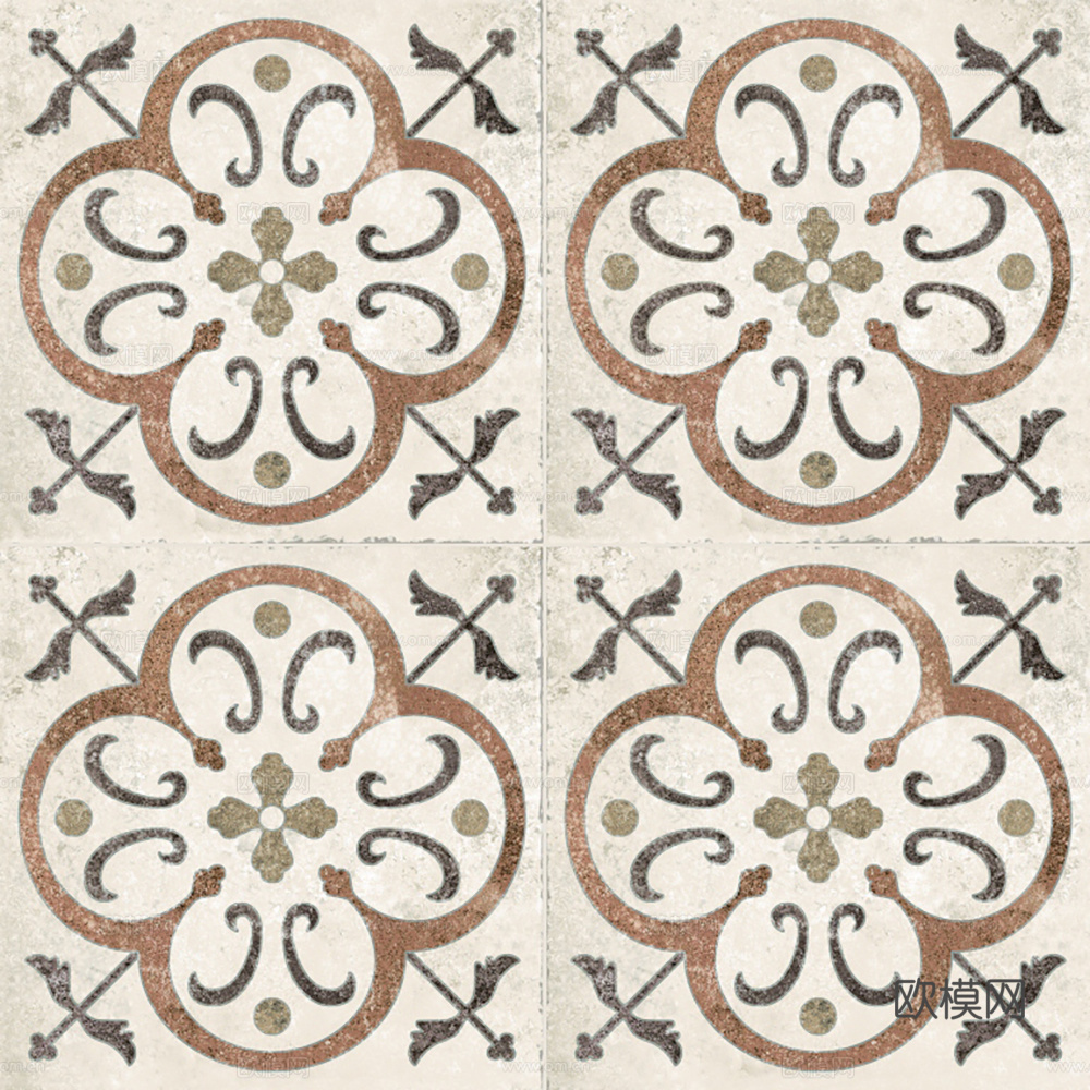 现代复古花砖  石材拼花 小花砖地砖瓷砖下载