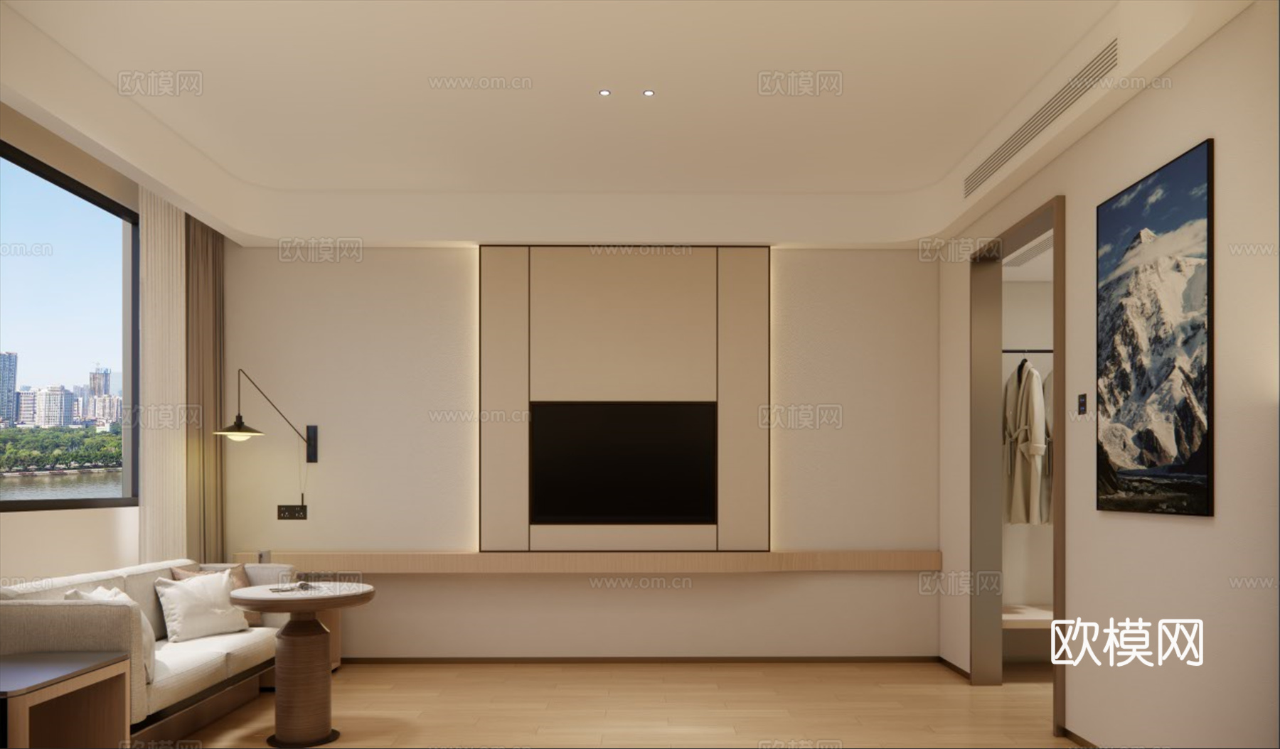 大床房 标准客房 现代简约客房 酒店客房su模型