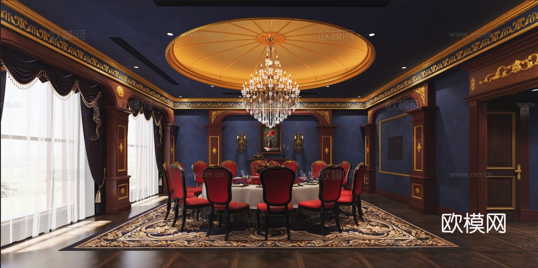欧式包厢 复古包厢 酒店包厢su模型