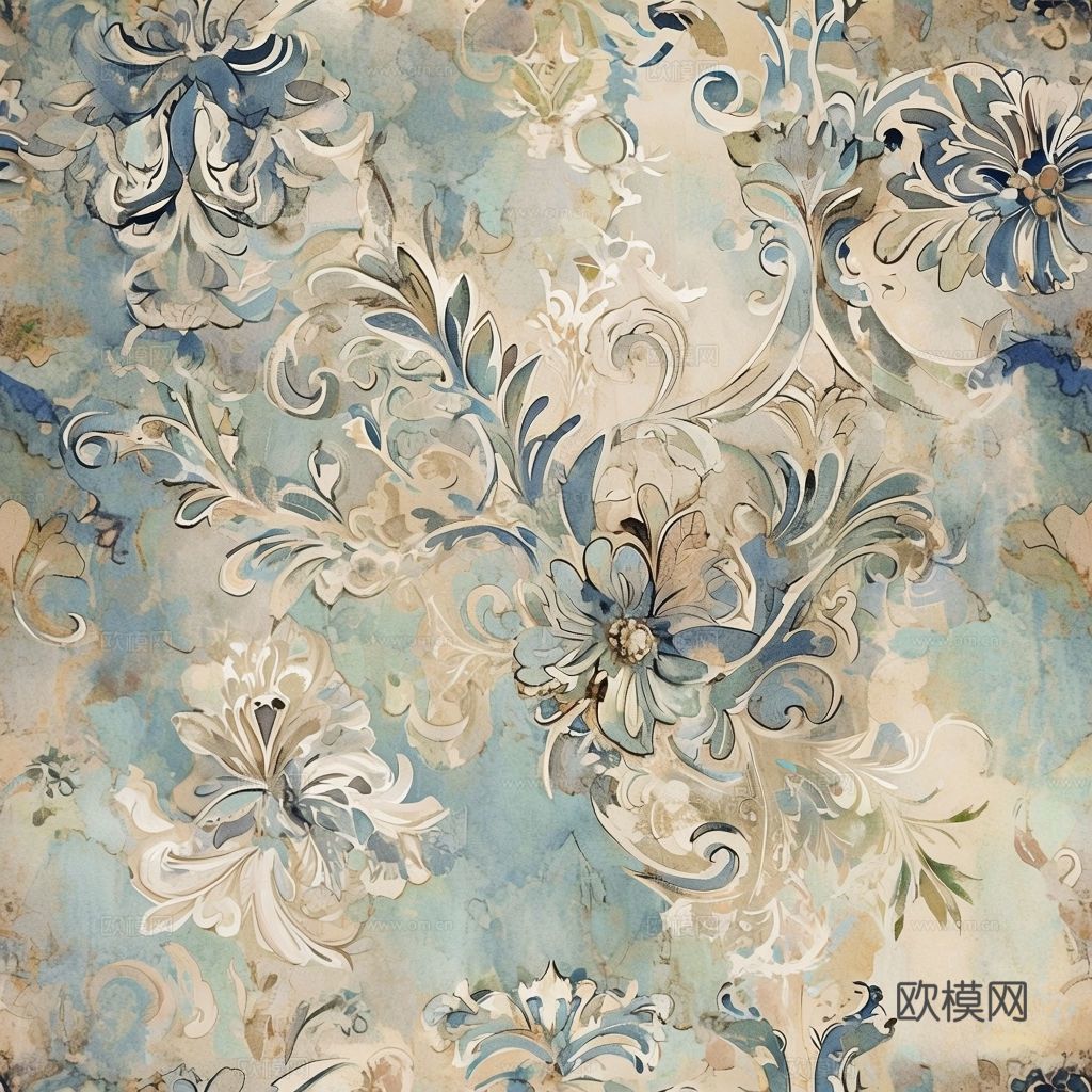 中古美式家居客厅 带动画 中古风壁画贴图下载