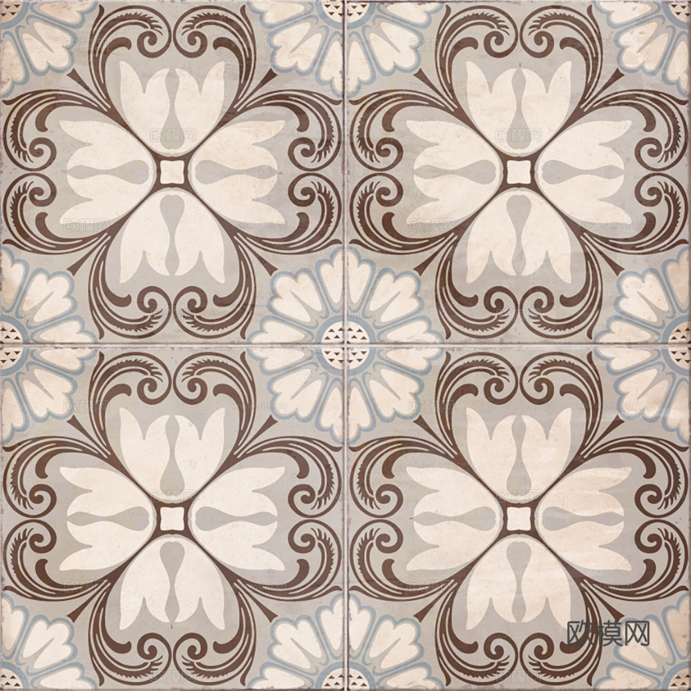 现代复古花砖  石材拼花 小花砖地砖瓷砖下载