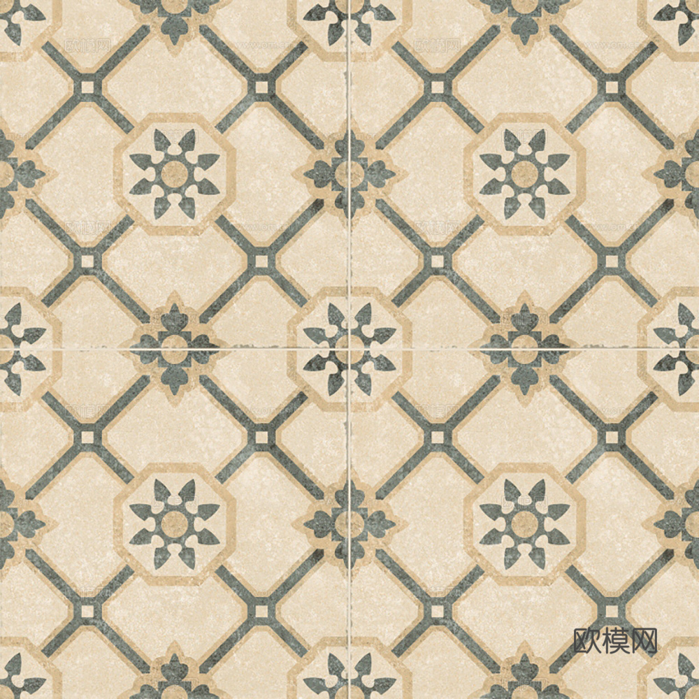 现代复古花砖  石材拼花 小花砖地砖瓷砖下载