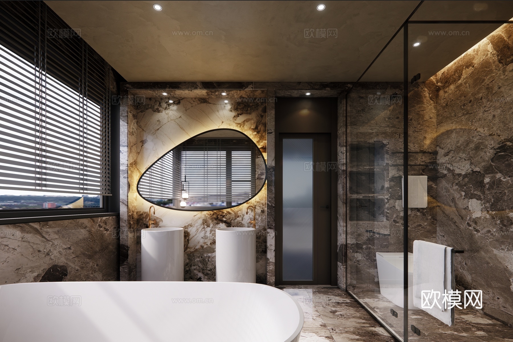 现代卫生间su模型下载（渲染图1）