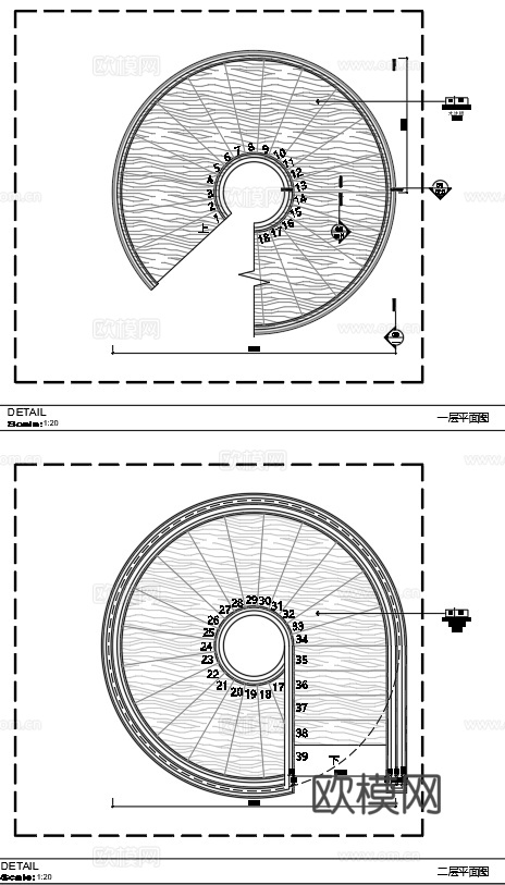 旋转楼梯节点图cad施工图