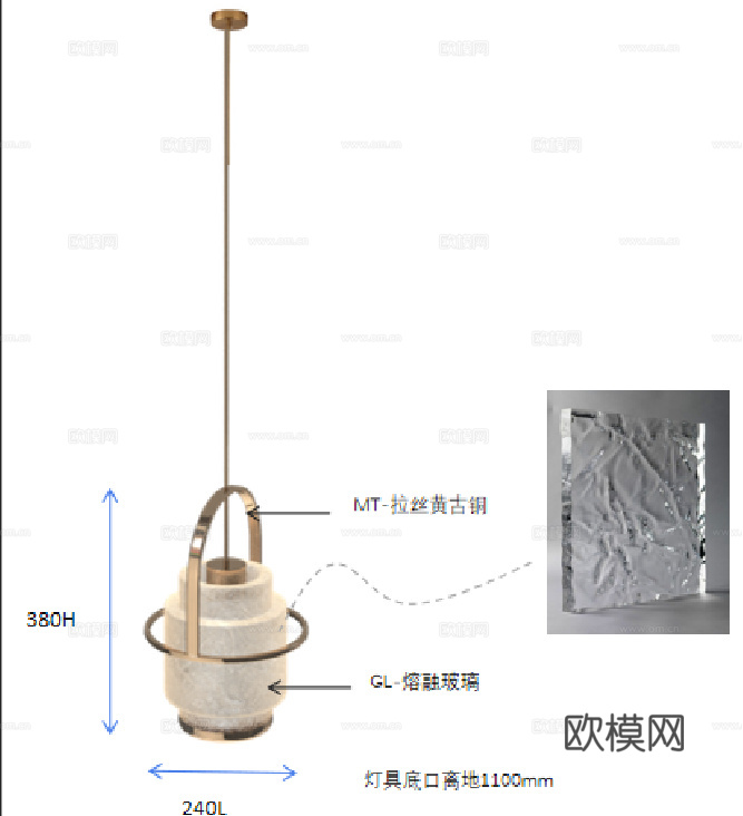 床头艺术吊灯三视图cad施工图