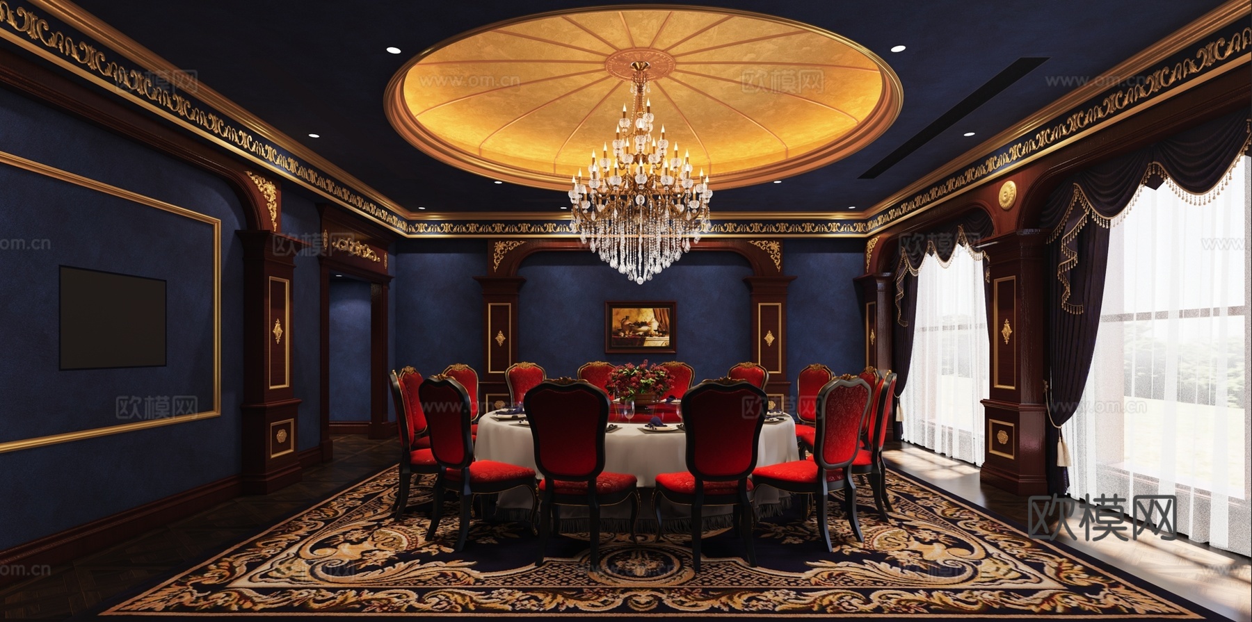 欧式包厢 复古包厢 酒店包厢su模型
