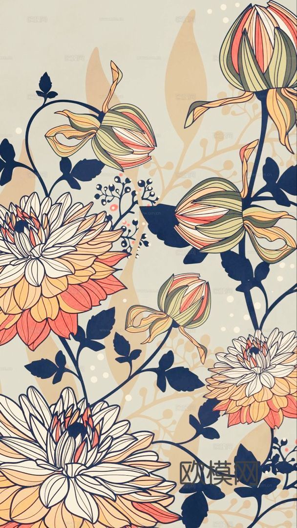 中古美式家居客厅 带动画 中古风壁画贴图下载