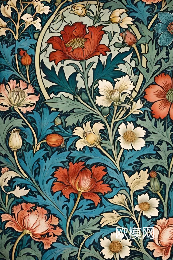 中古美式家居客厅 带动画 中古风壁画贴图下载