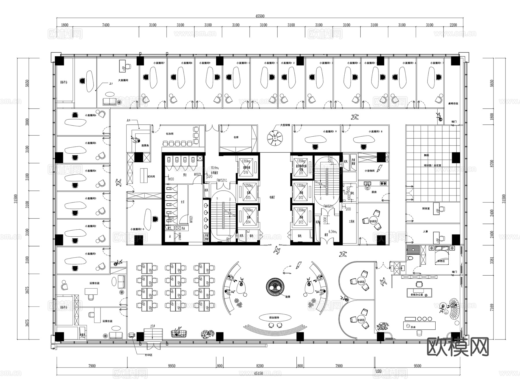 直播间施工图cad施工图