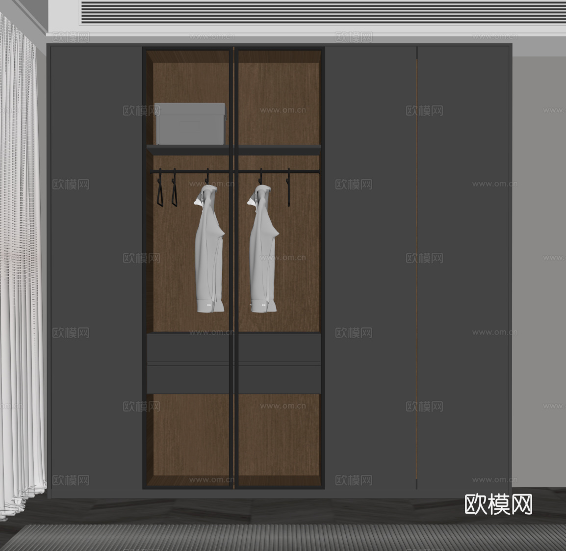 现代意式衣柜su模型