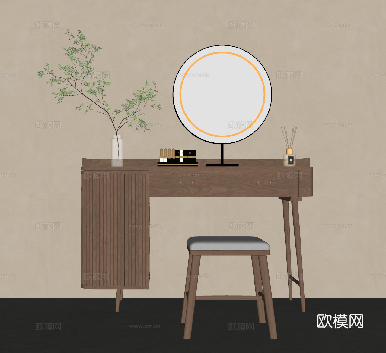 新中式梳妆台su模型