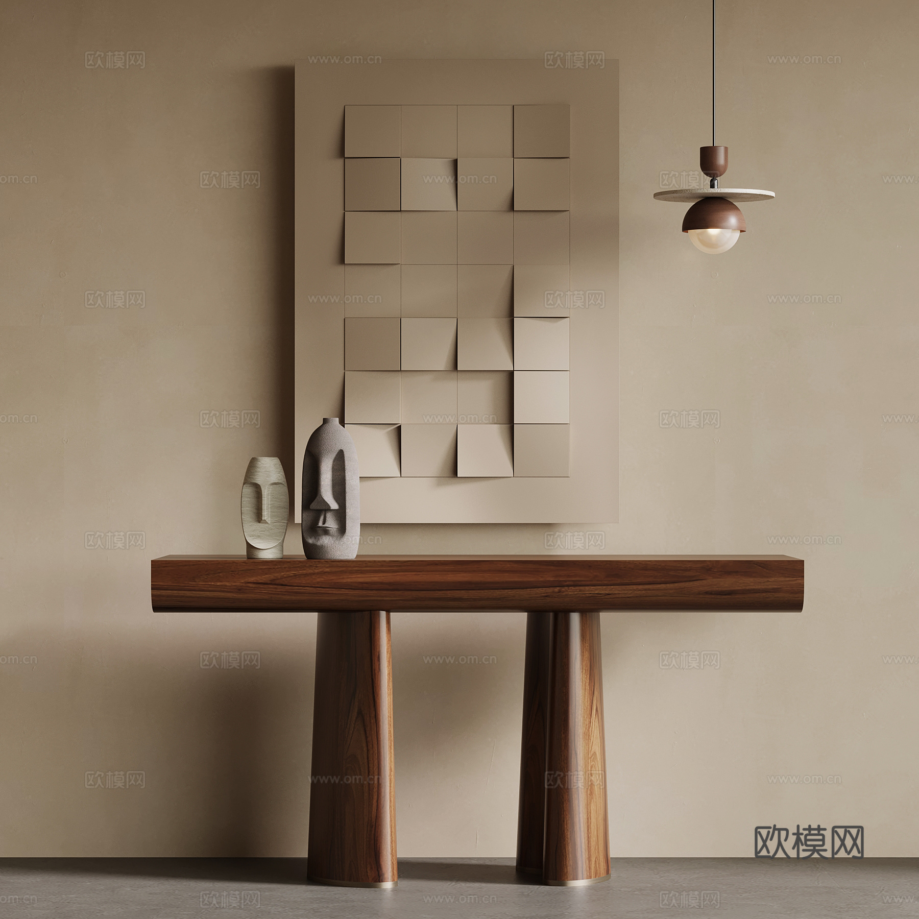 中古风条案 装饰柜3d模型下载