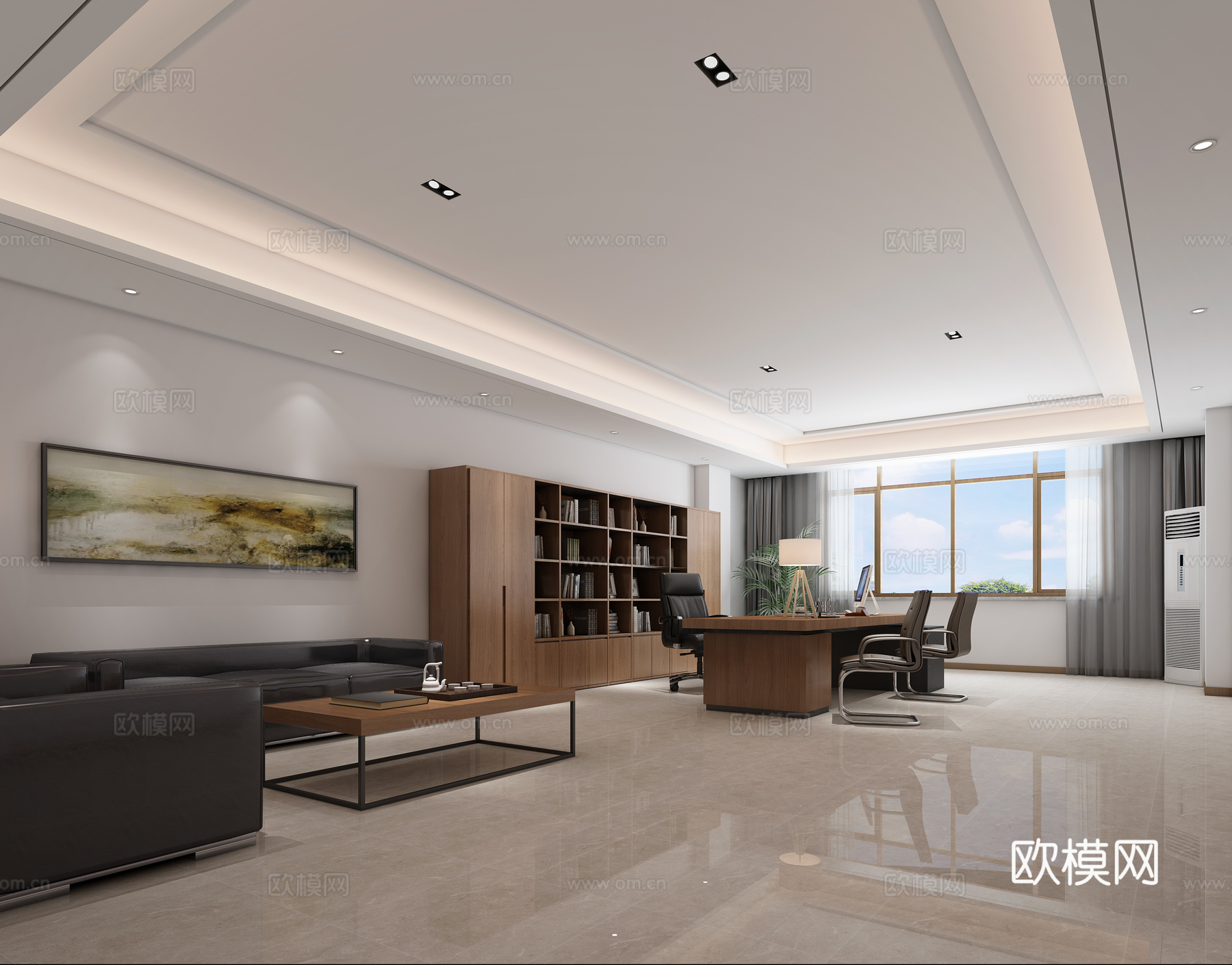 现代总经理办公室3d模型下载