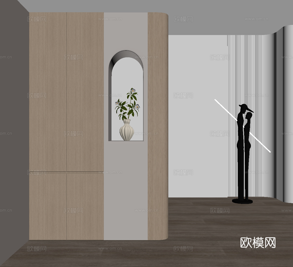 现代玄关 现代雕塑 人形雕塑 落地雕塑su模型