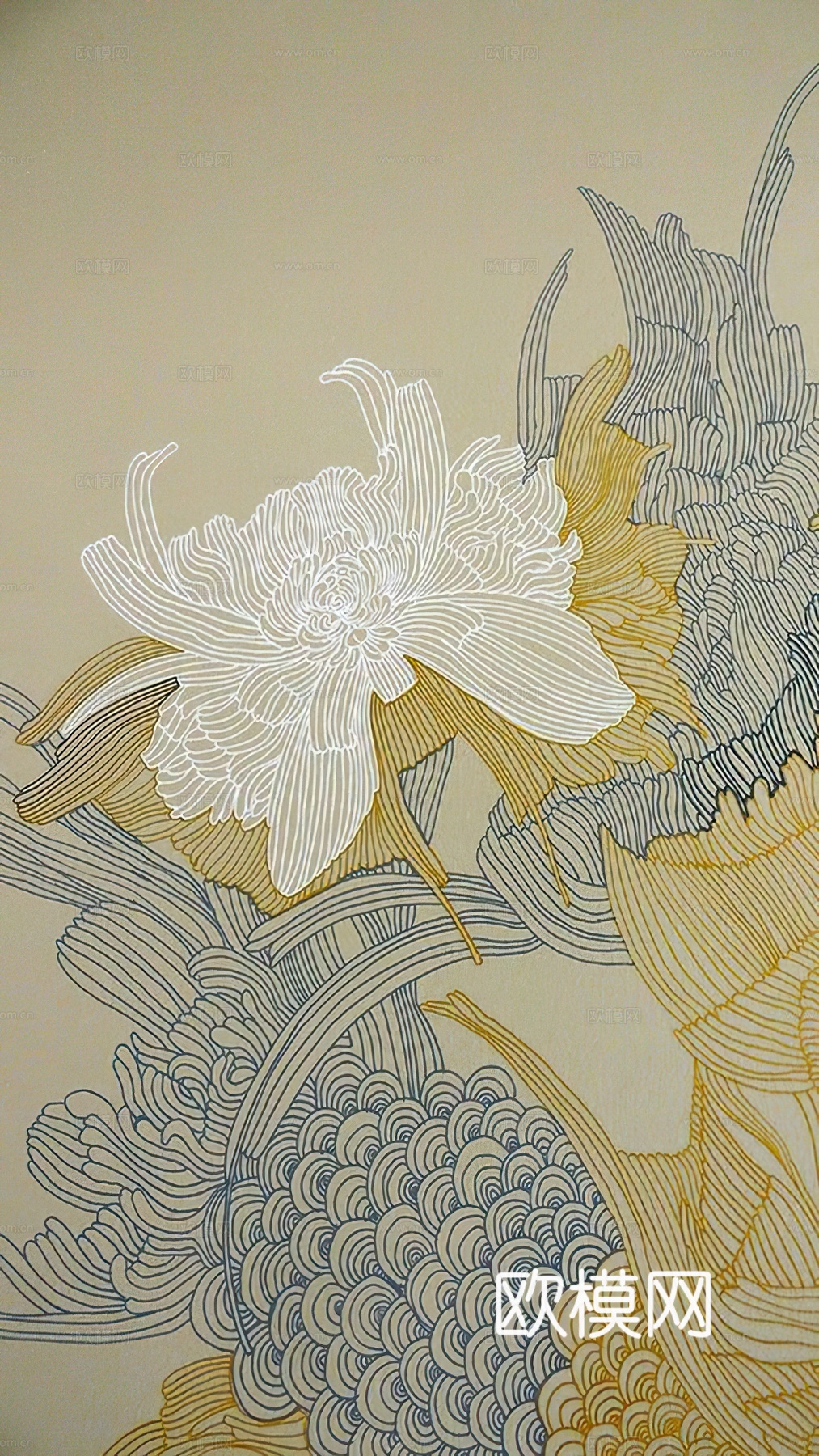 中式新中式画壁纸壁布墙纸墙布背景墙