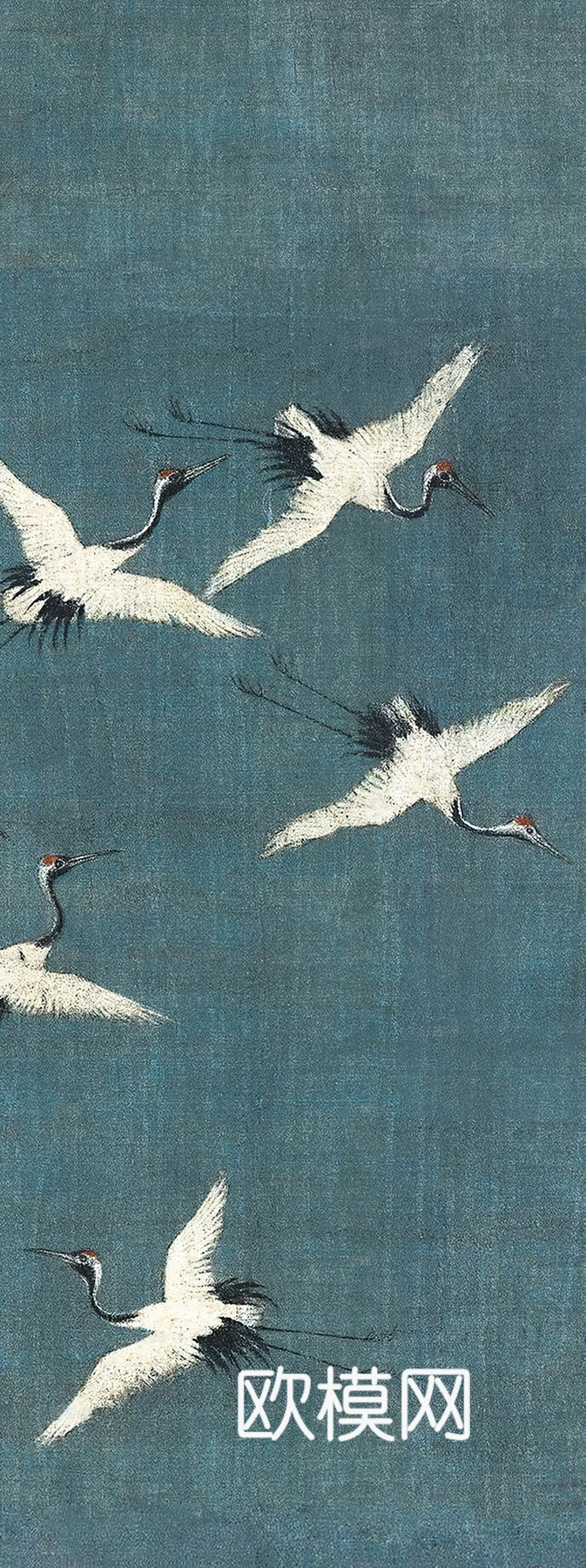 中式新中式祥瑞飞鹤画壁纸壁布墙纸墙布背景墙