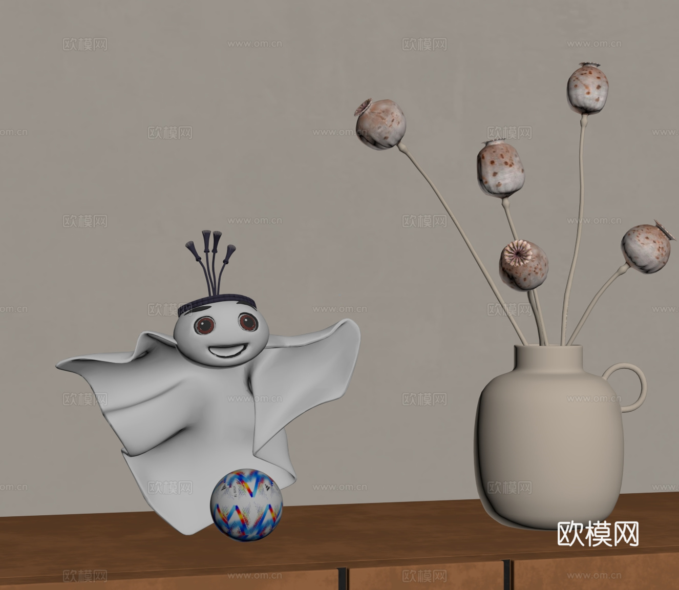 现代摆件 雕塑 花瓶su模型