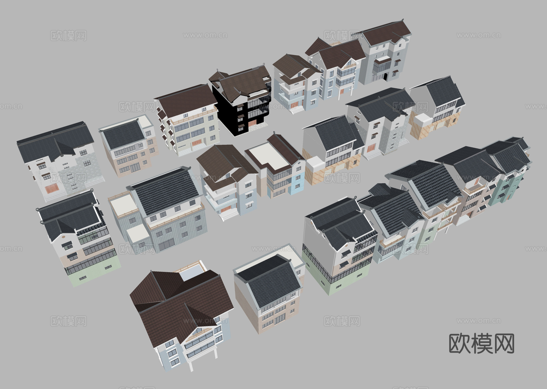 建筑住宅 自建房 农村住宅 自建别墅  农村自建房su模型