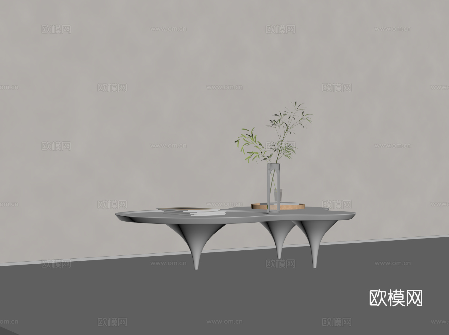 现代奶油风茶几su模型
