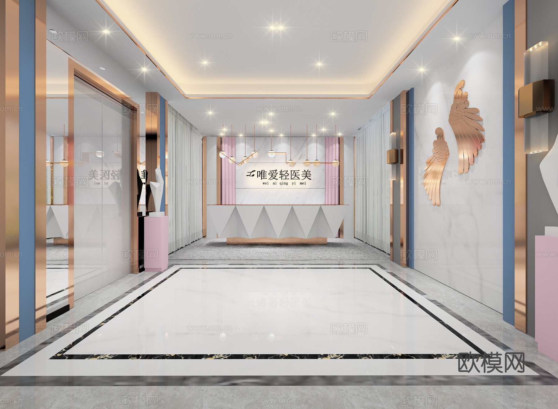 其它现代轻奢前台空间3d模型下载