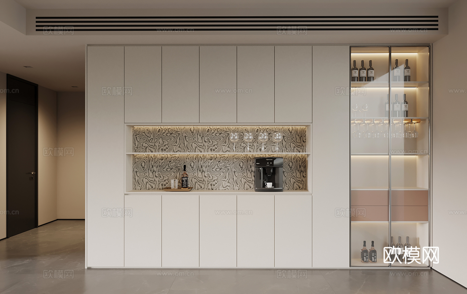 现代意式酒柜 餐边柜su模型