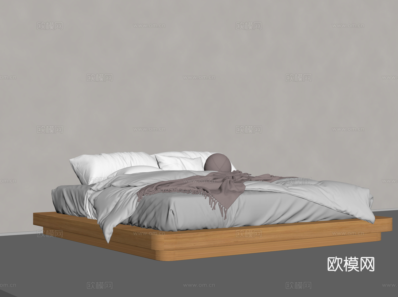 现代双人床su模型