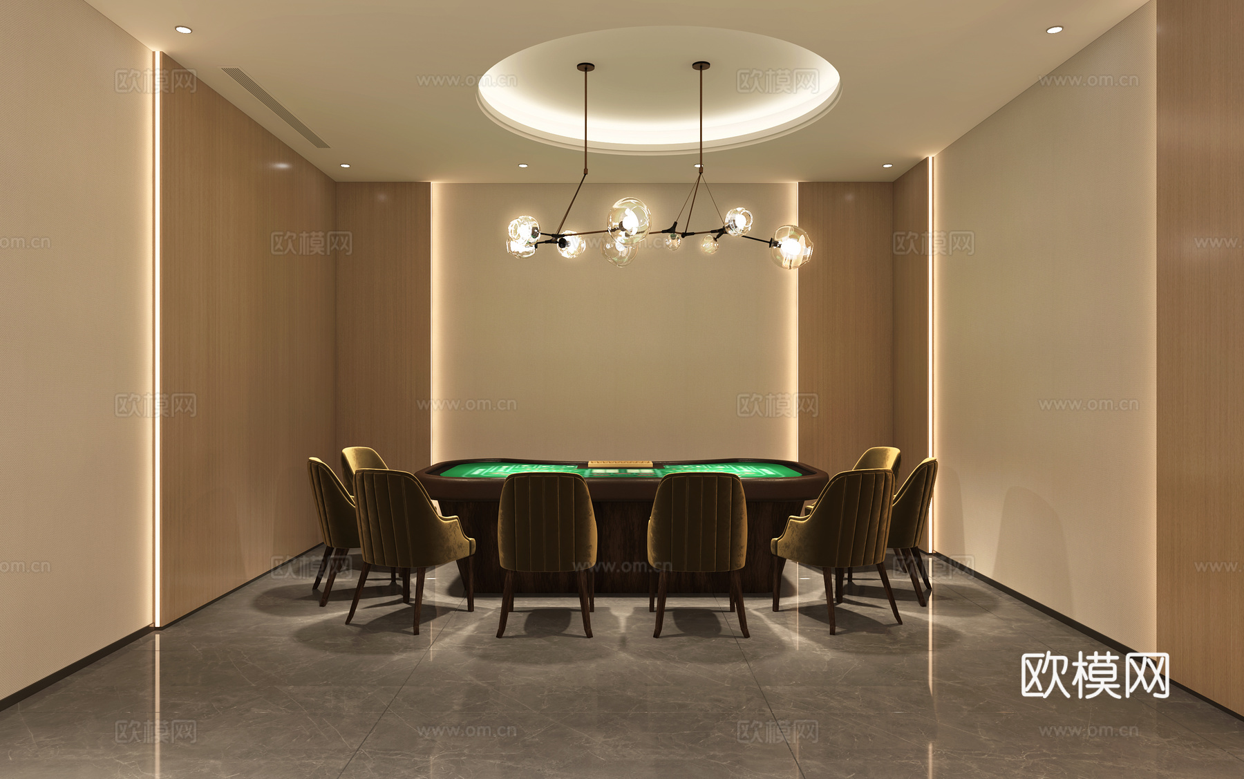 现代棋牌室 麻将桌 德州扑克3d模型下载（渲染图2）