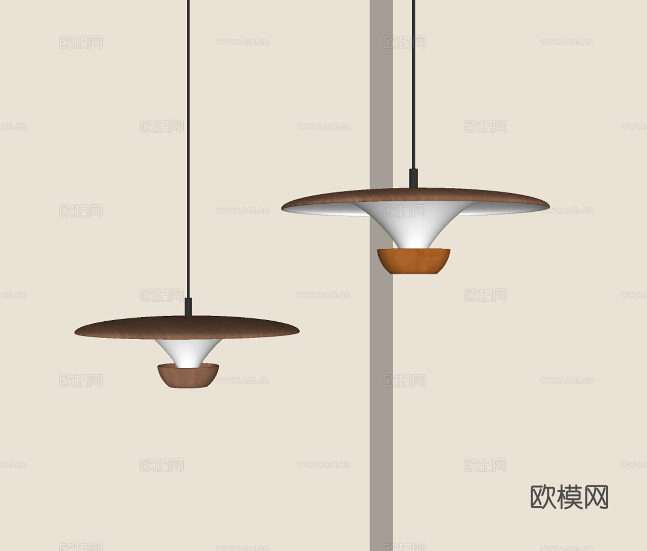现代中古小吊灯su模型