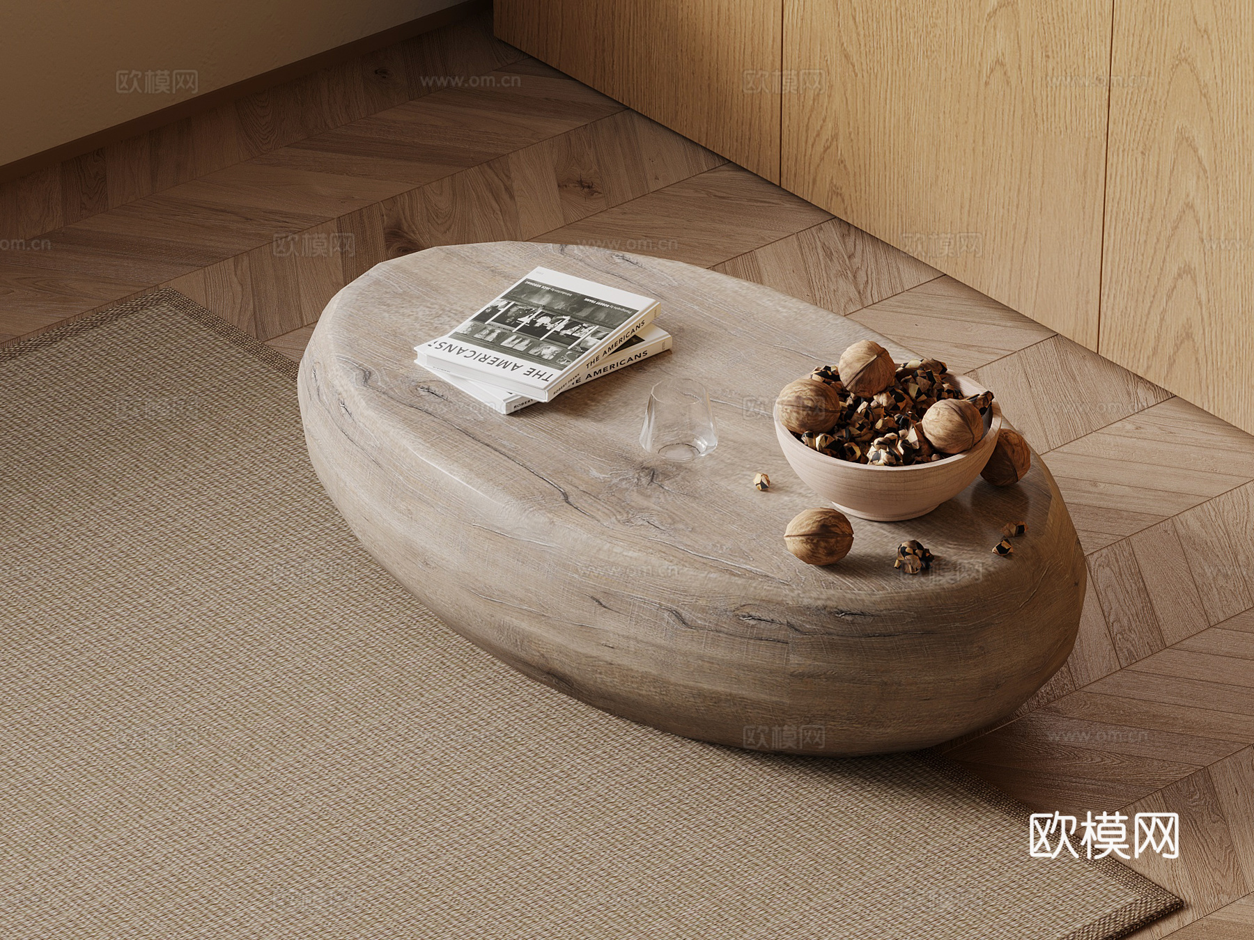 侘寂风茶几 圆几su模型