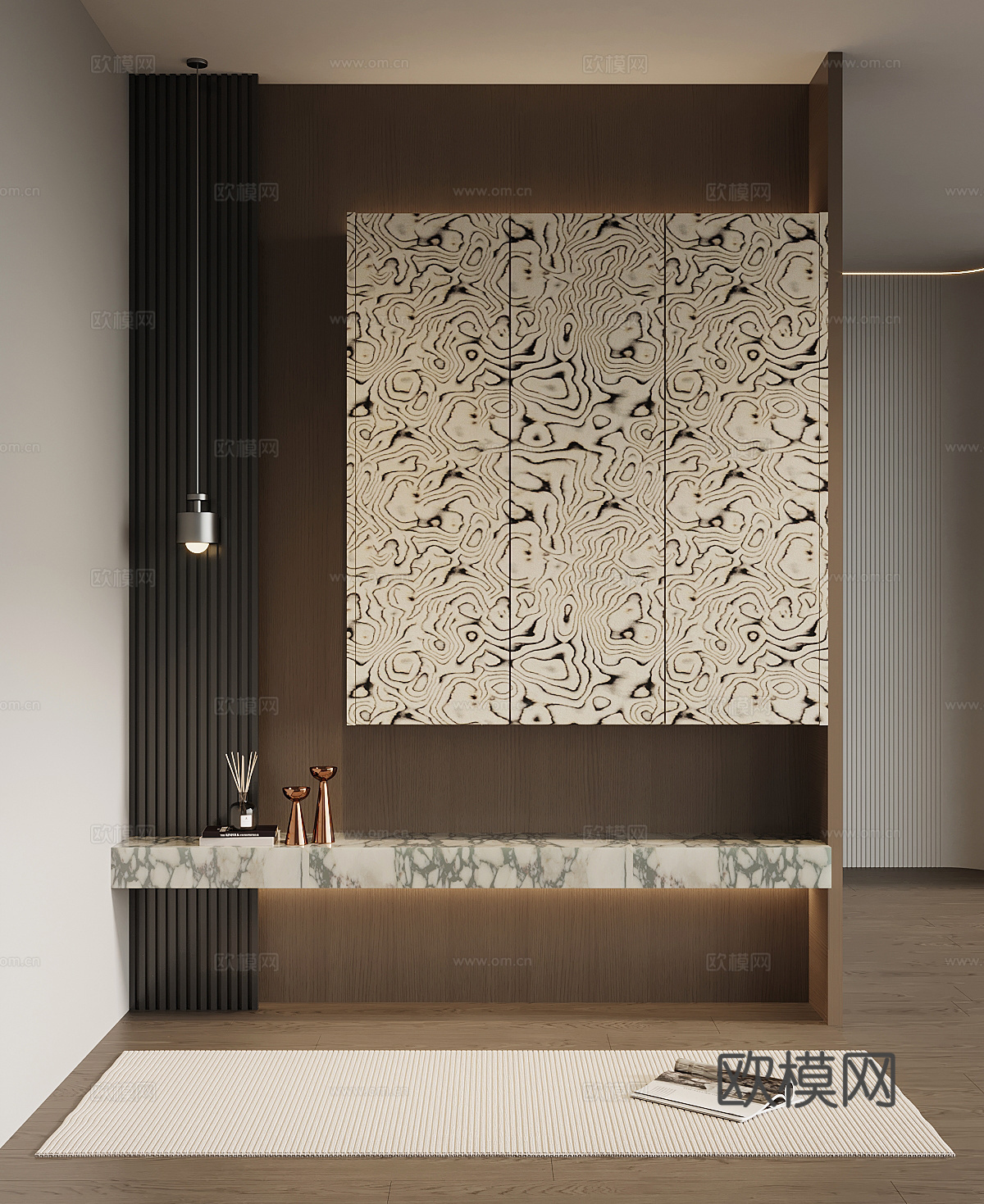 意式极简玄关柜 入户鞋柜 玄关背景3d模型下载