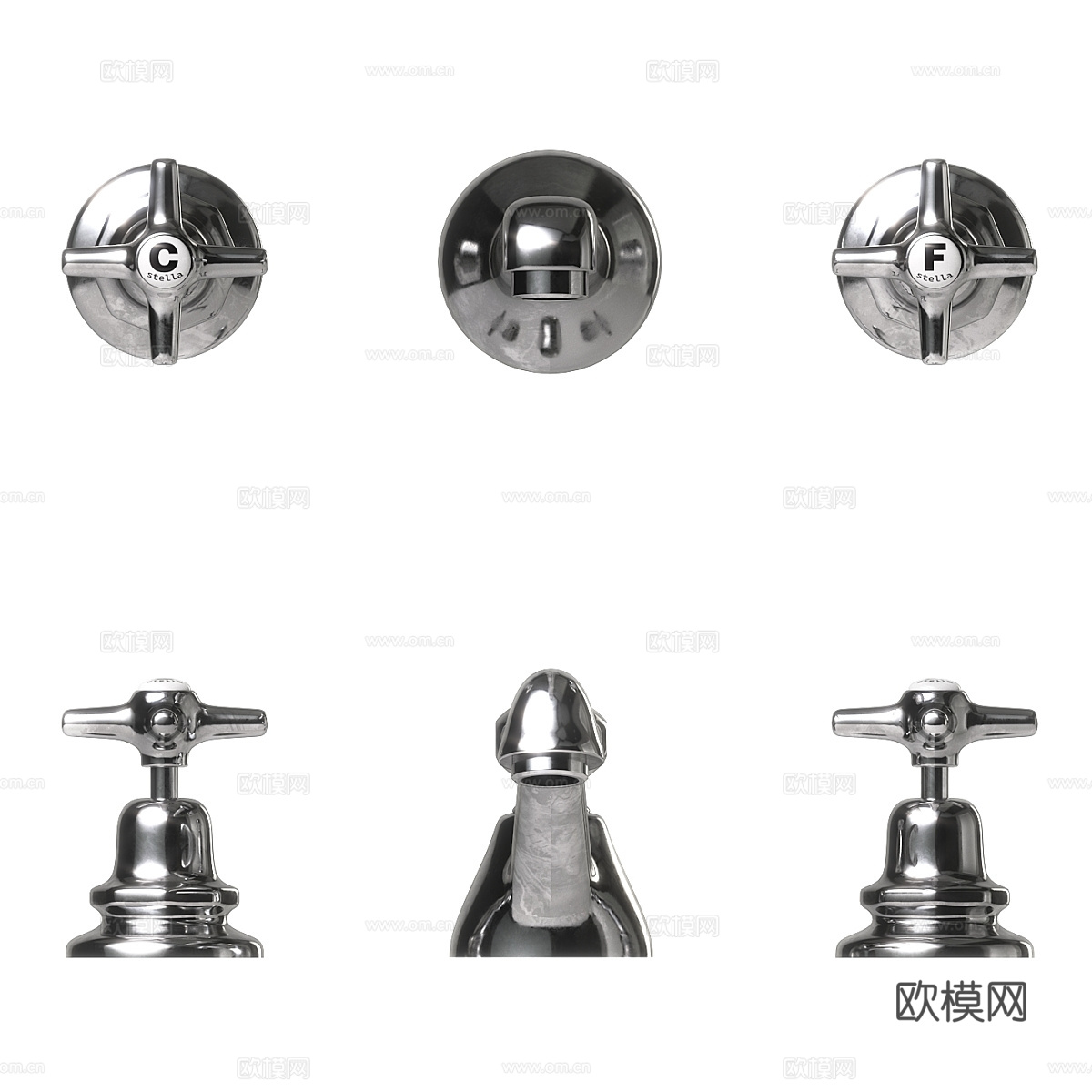 法式卫浴水龙头3d模型下载（渲染图2）