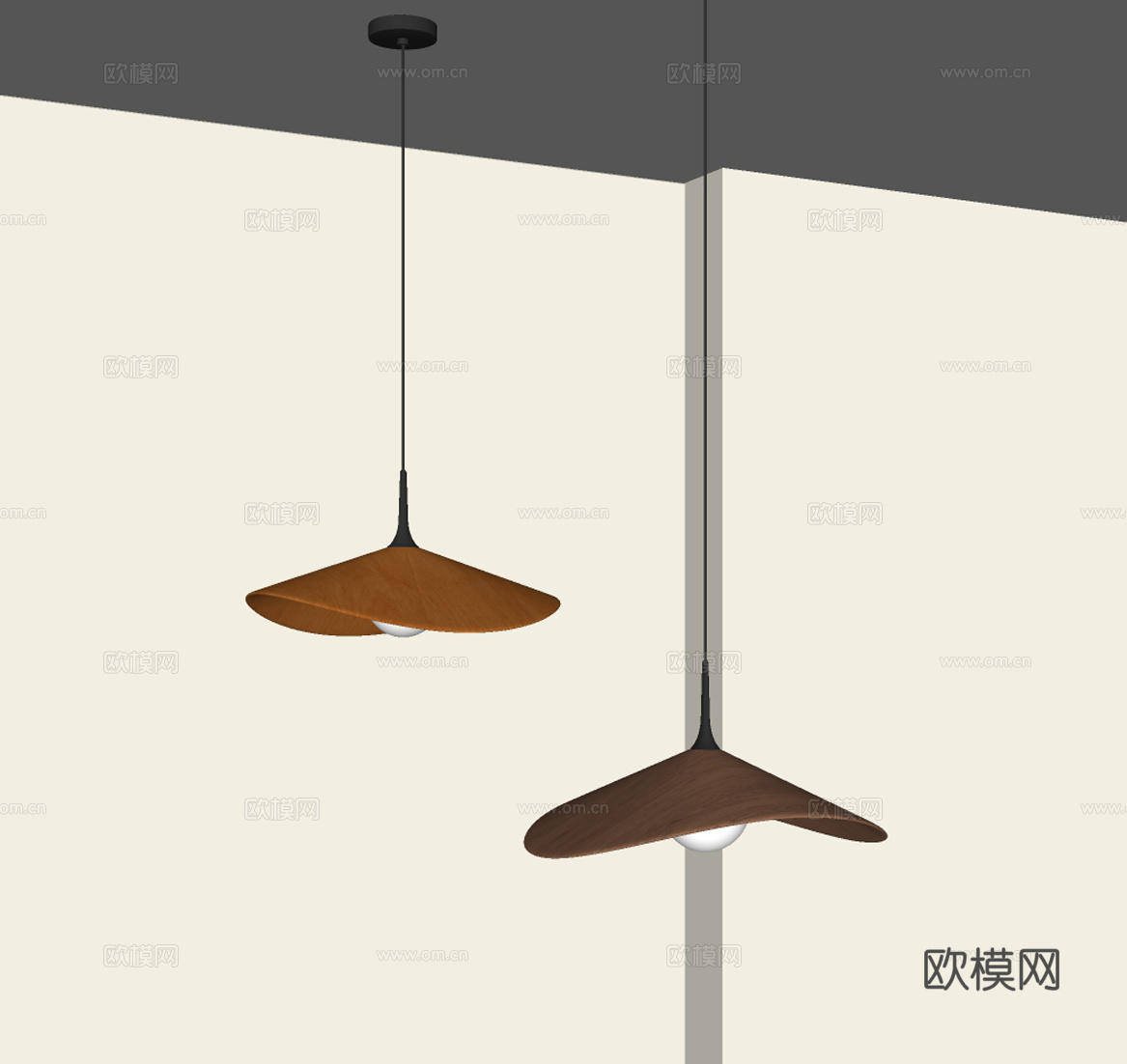 中古实木小吊灯su模型