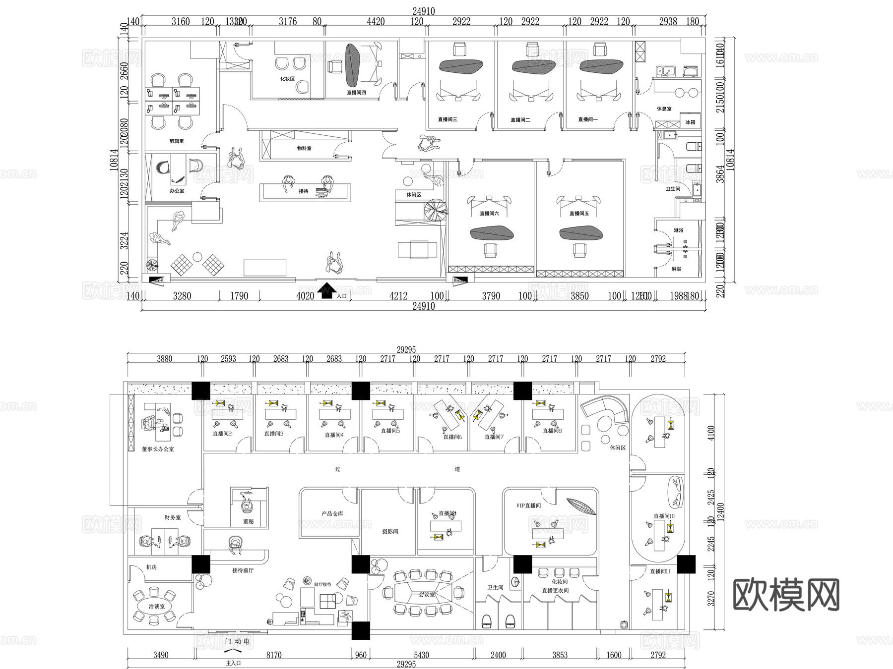 直播间施工图cad施工图