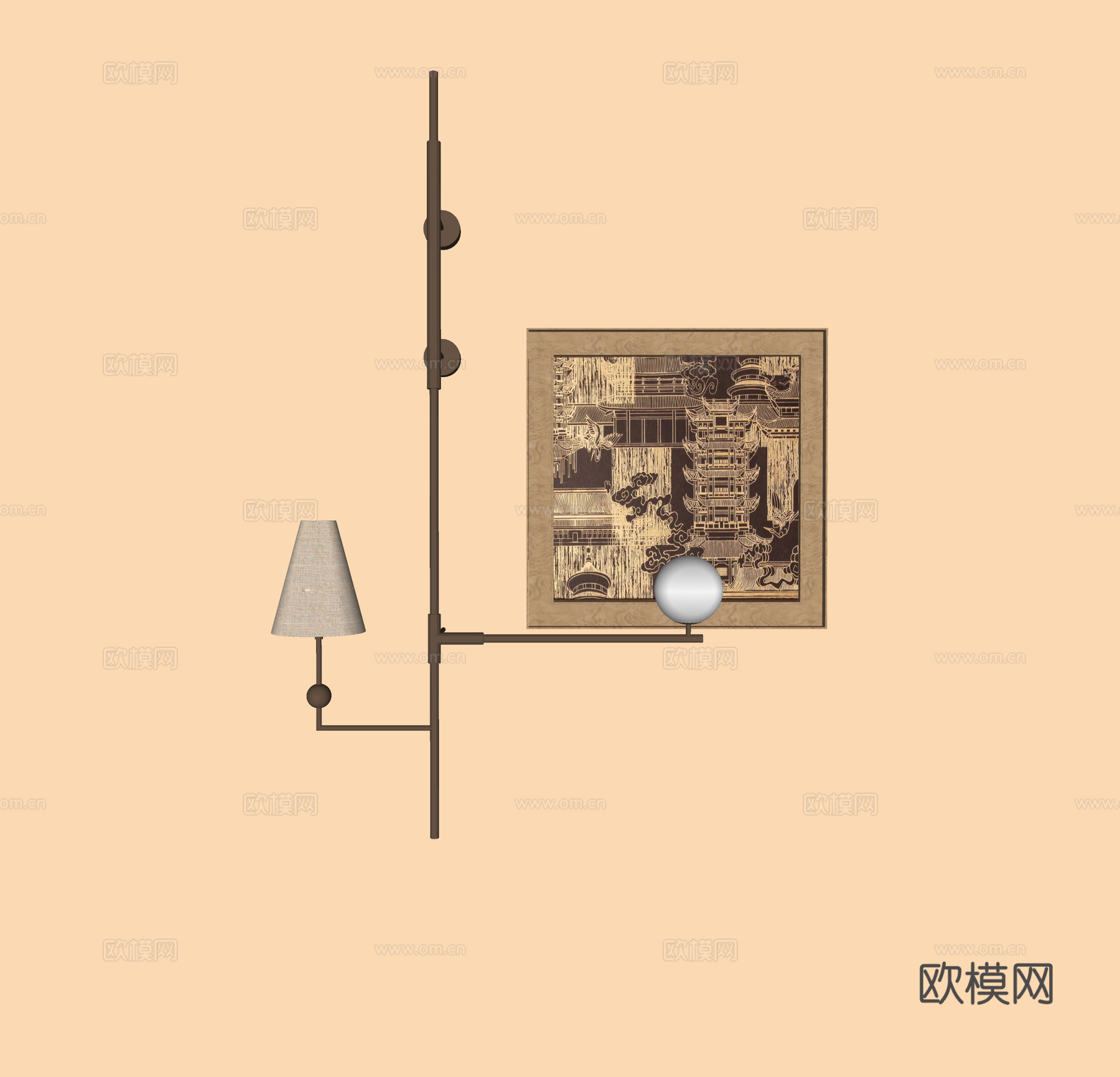 现代金属壁灯 床头壁灯 多头壁灯 艺术壁灯 挂画壁灯su模型