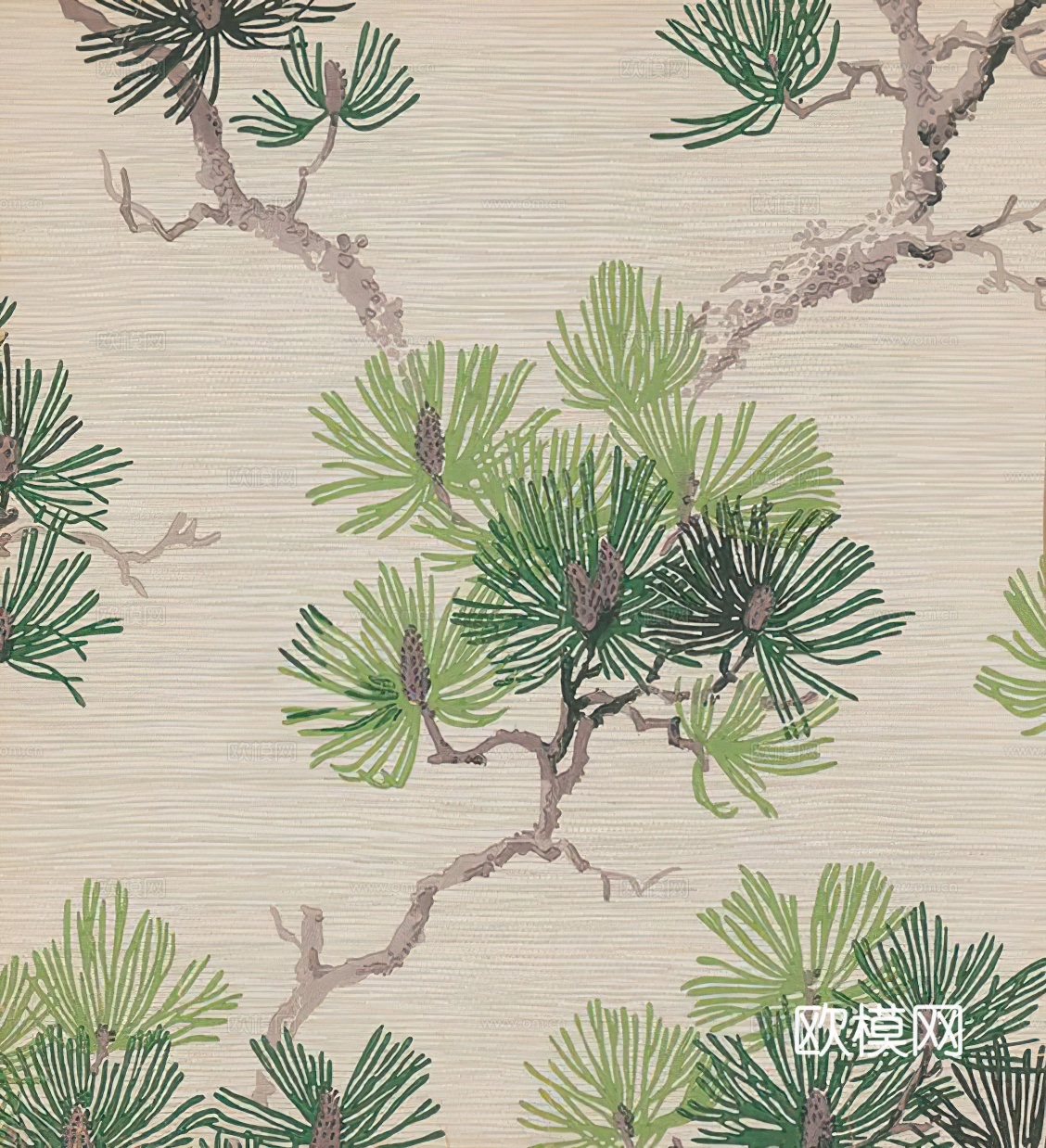 中式新中式松枝画壁纸壁布墙纸墙布背景墙下载