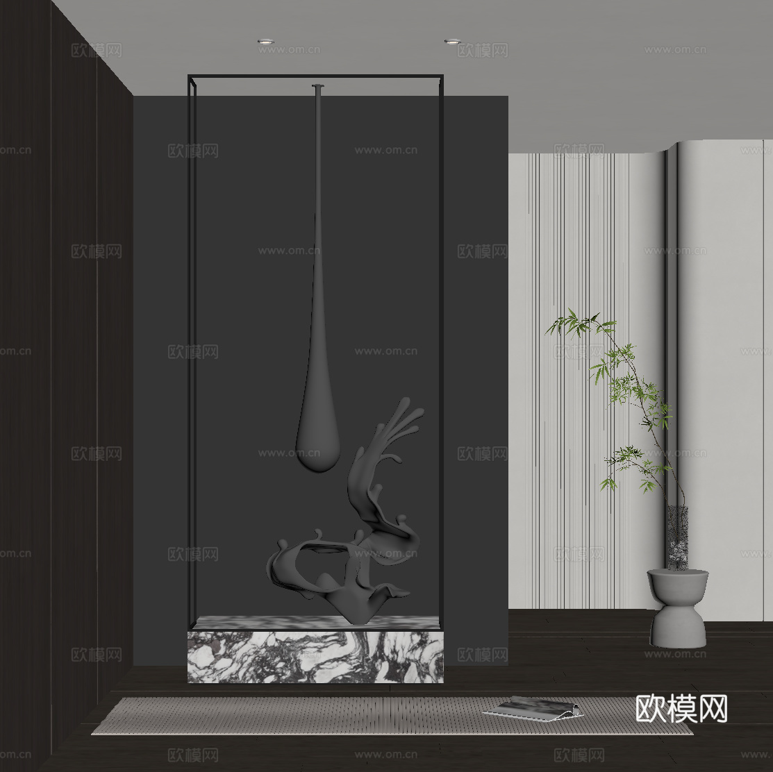 现代意式玄关 隔断 金属雕塑su模型
