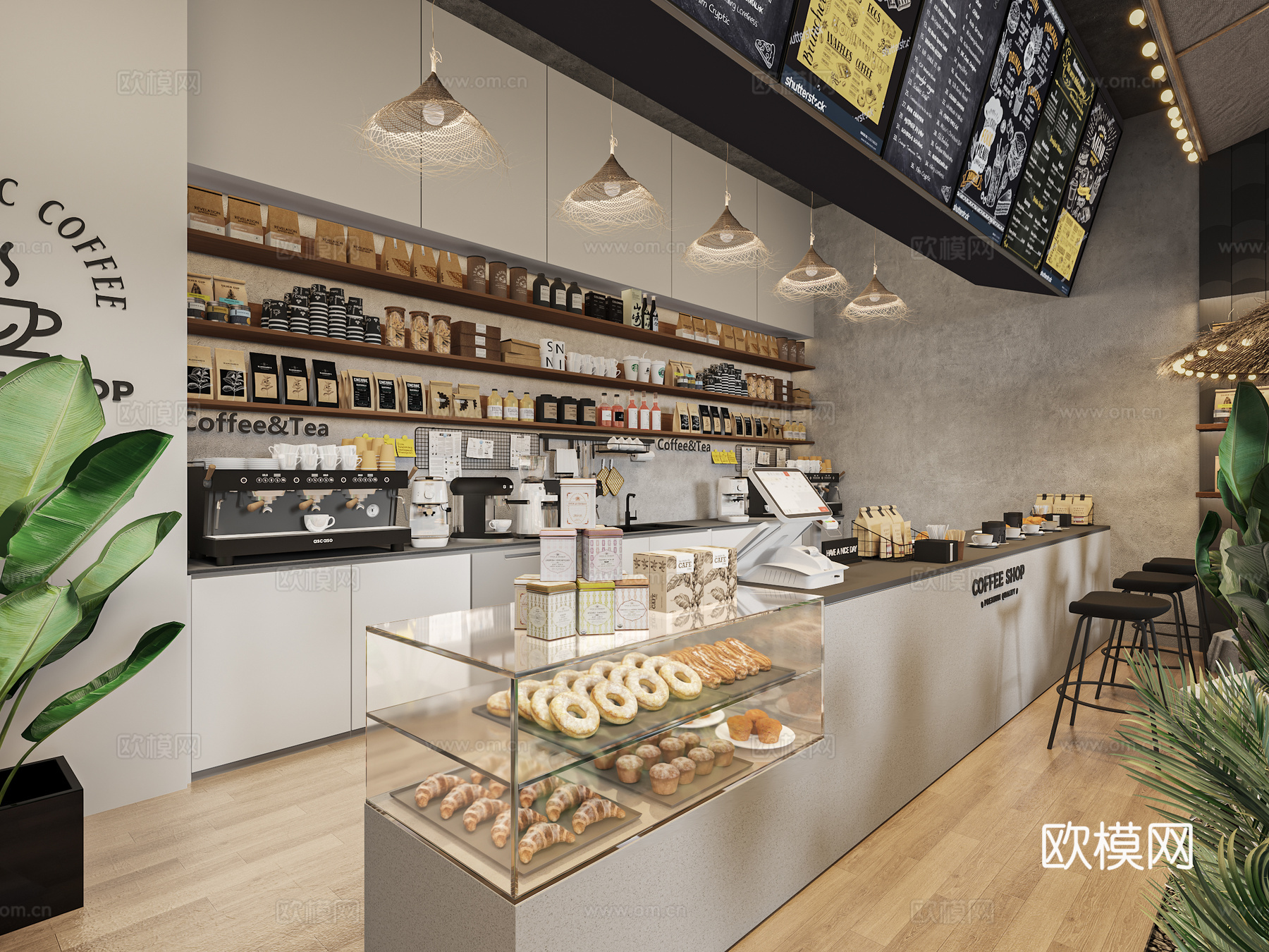 工业LOFT风咖啡店 露营风咖啡店 奶茶店 户外露营桌椅外摆3d模型下载（渲染图1）