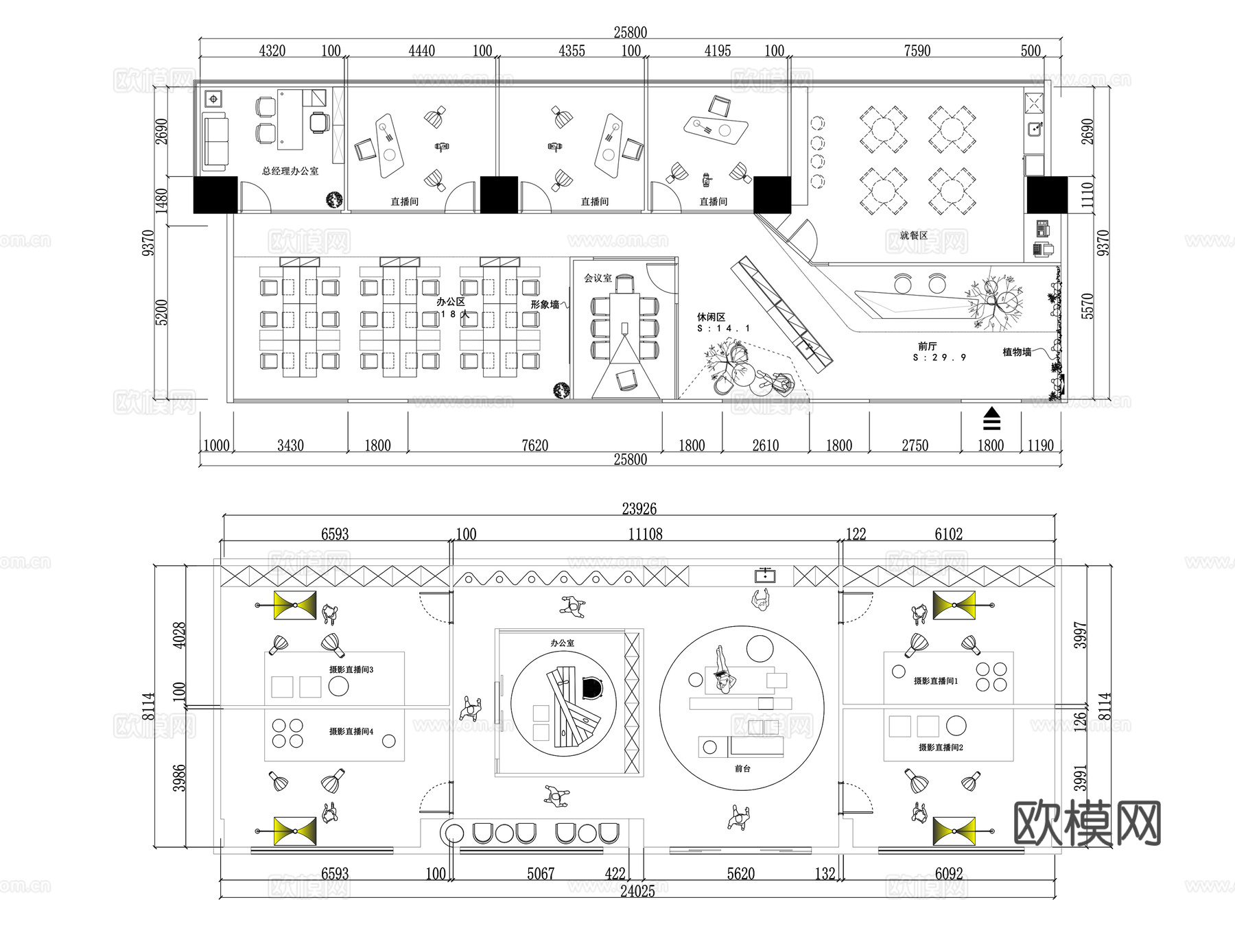 直播间施工图cad施工图