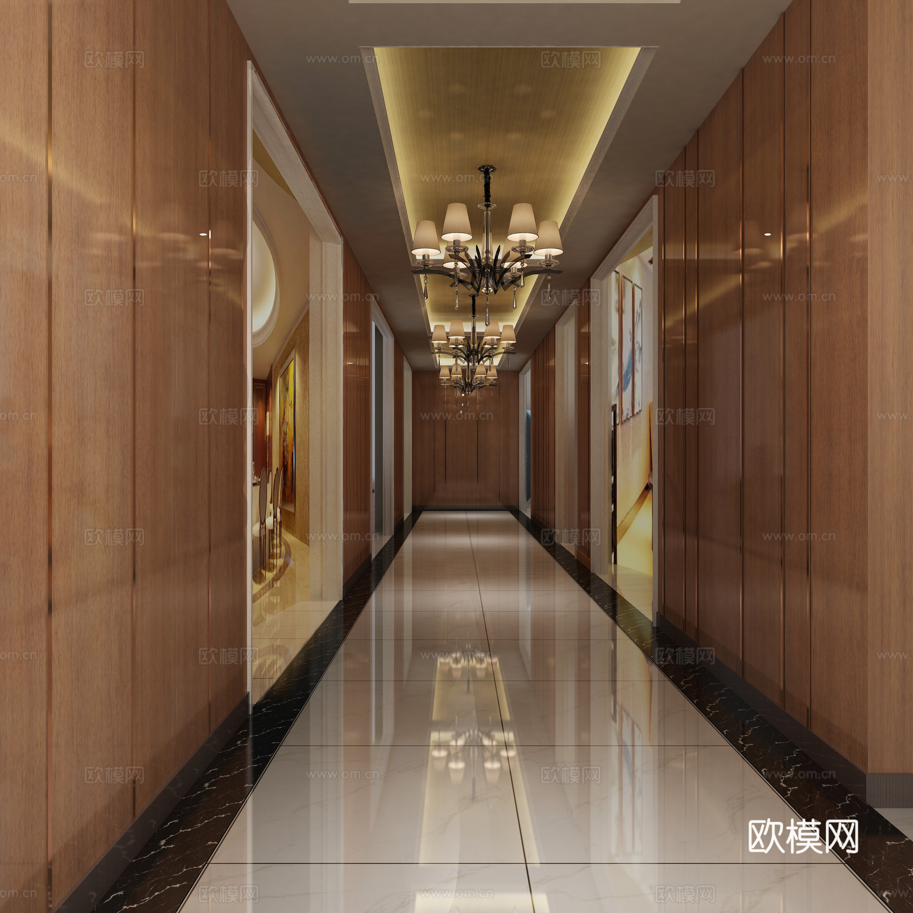 现代过道 酒店过道 过道电梯间3d模型下载