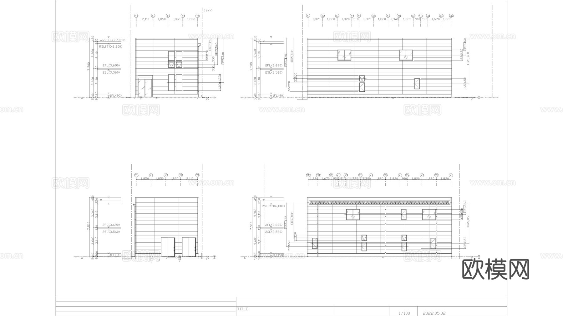 建筑立面 建筑别墅 牙科诊所 医院cad施工图