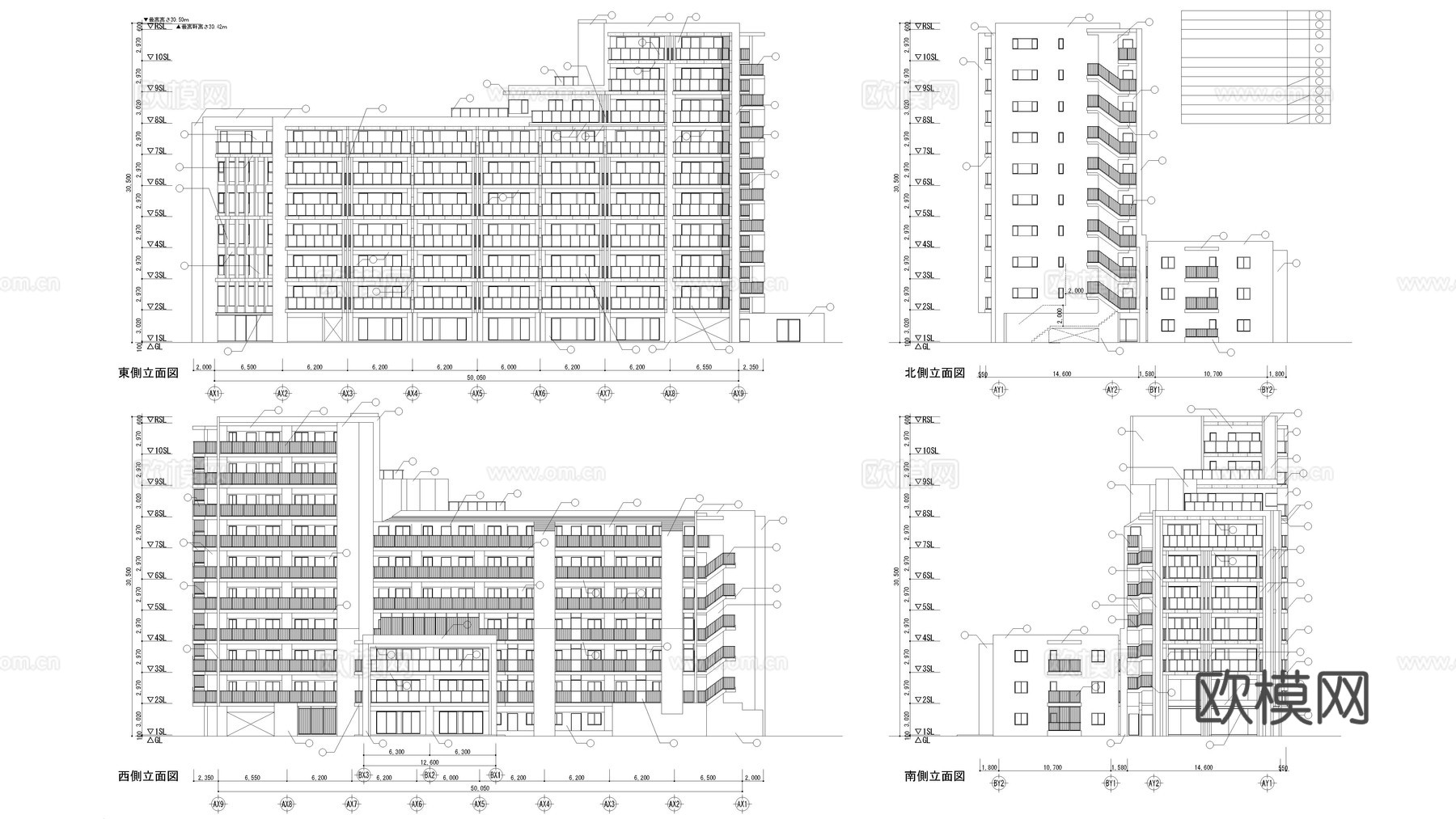 公寓建筑 办公建筑 学校建筑cad施工图
