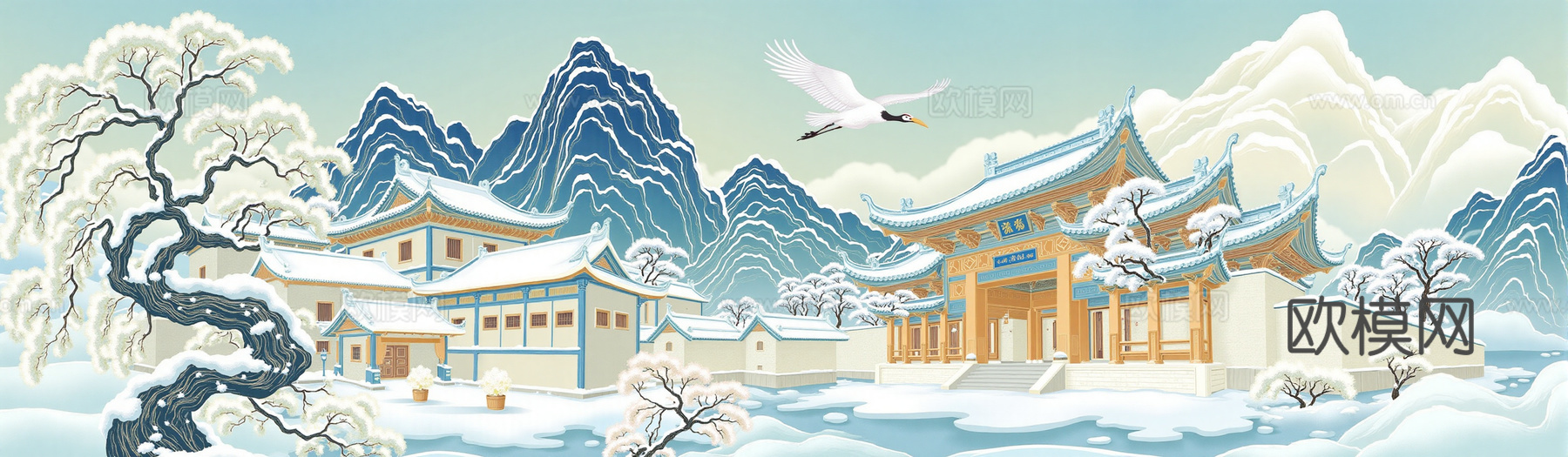 现代装饰画 风景画 长图
