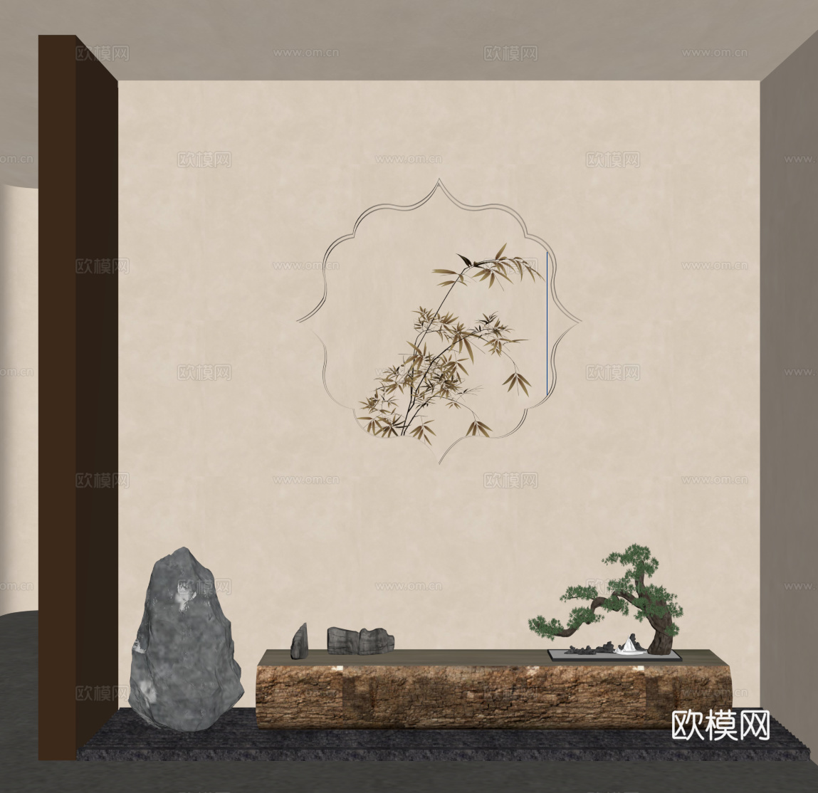 新中式玄关su模型