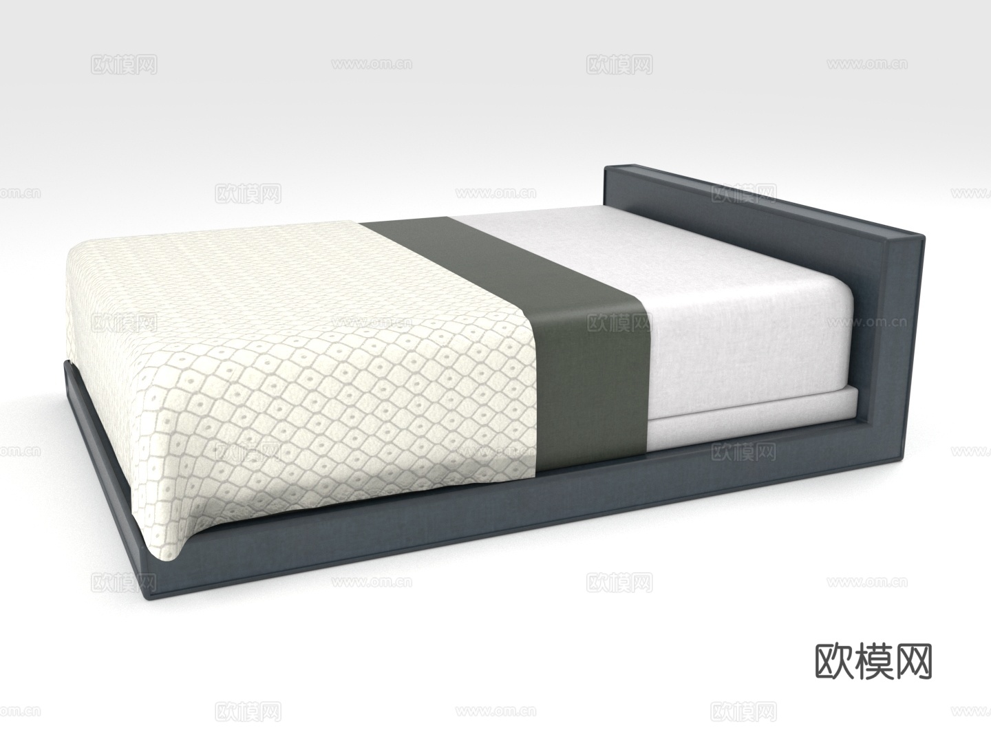 单人床 现代床 简约床 床架 实木床3d模型下载（渲染图1）