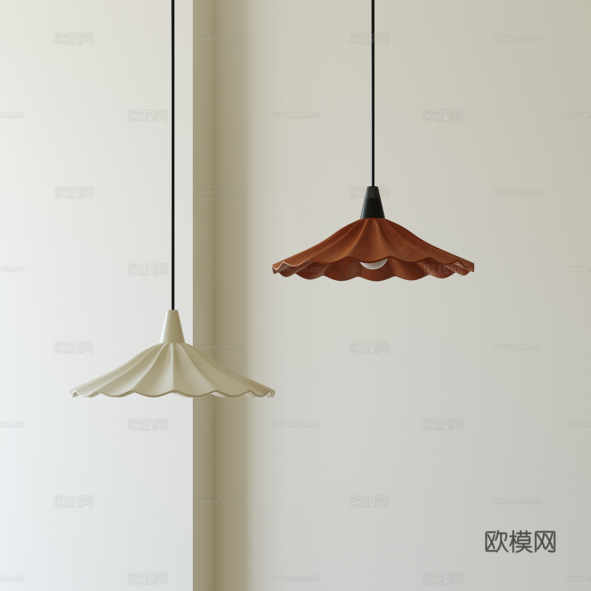 现代中古小吊灯su模型