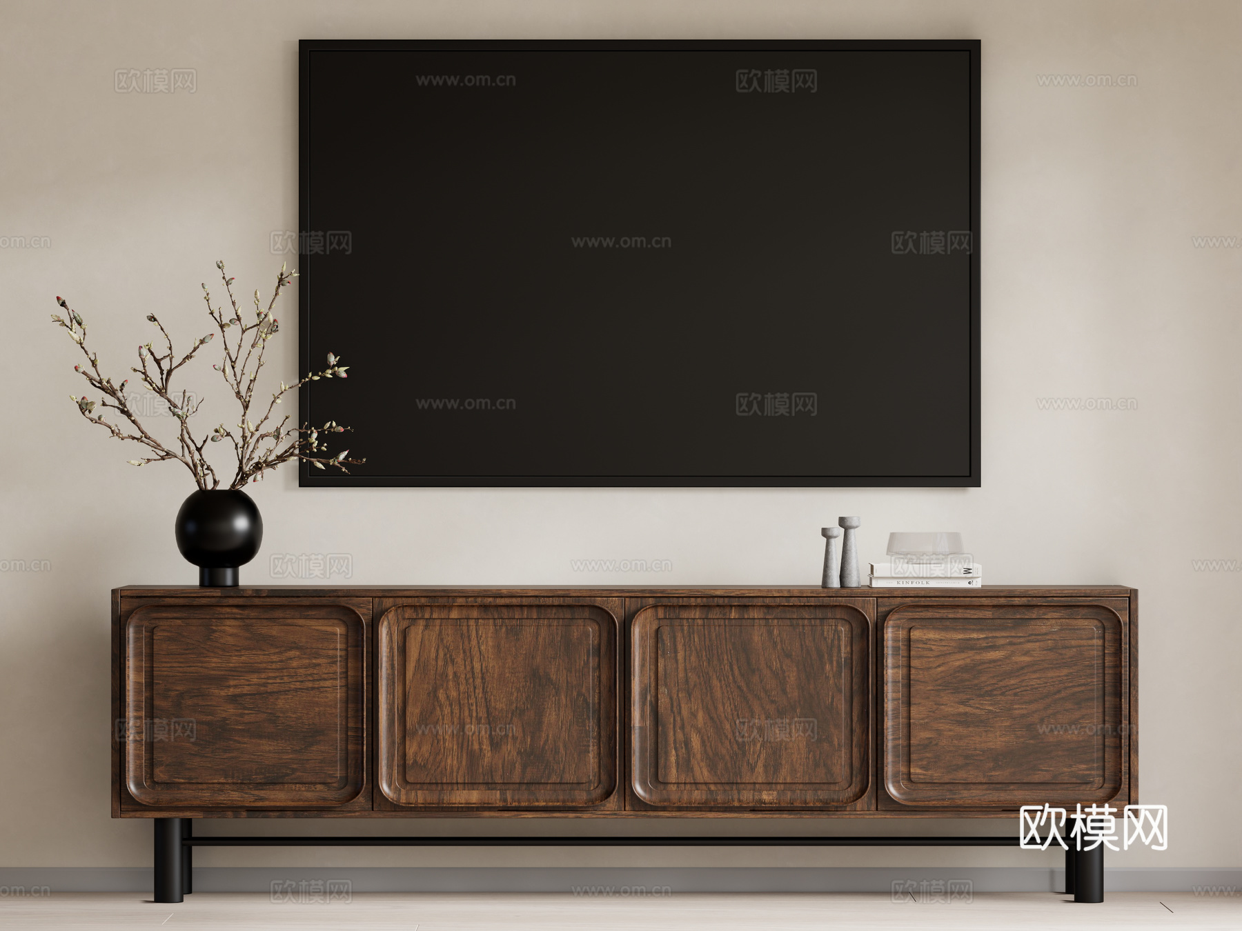 侘寂风电视柜su模型