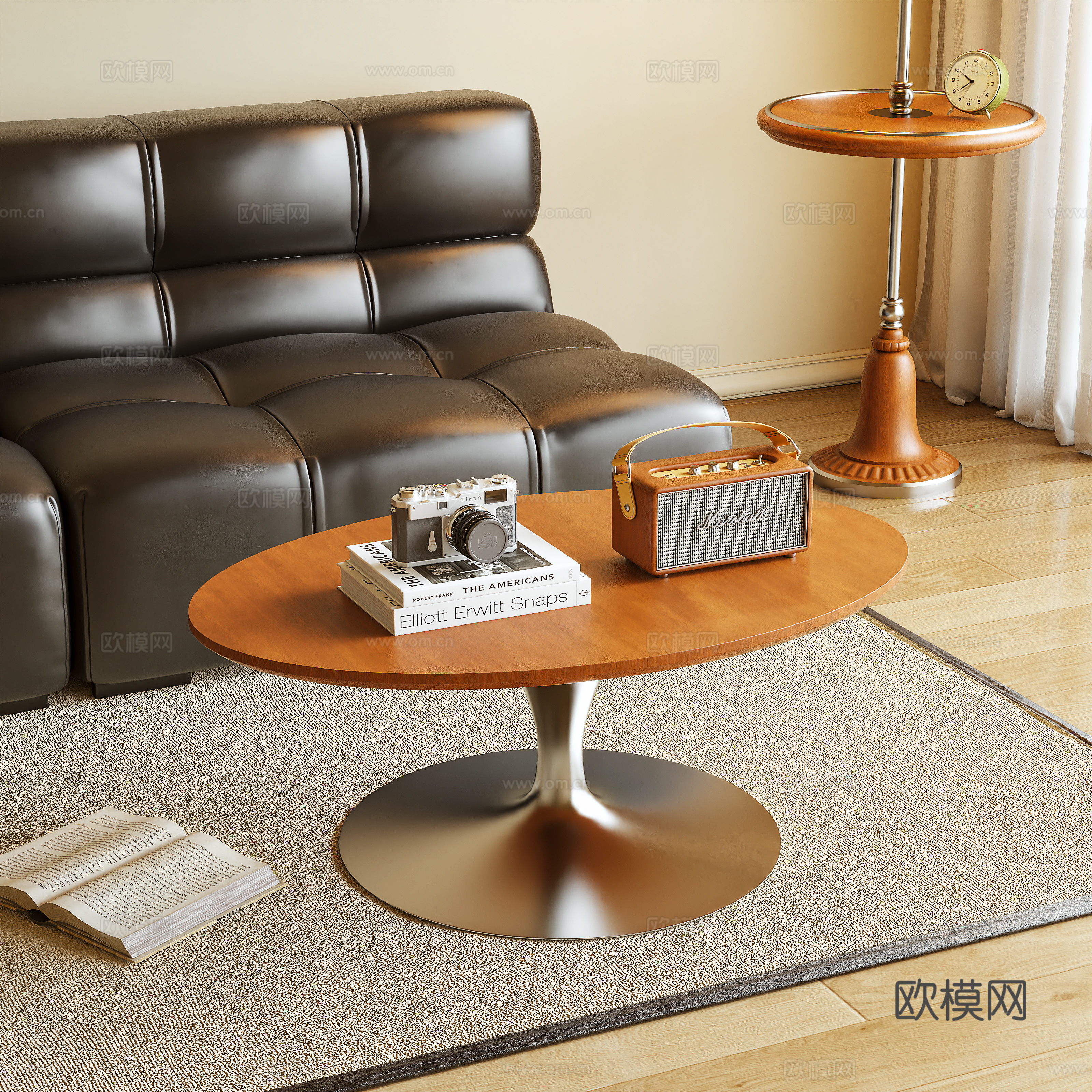 原木风茶几3d模型下载