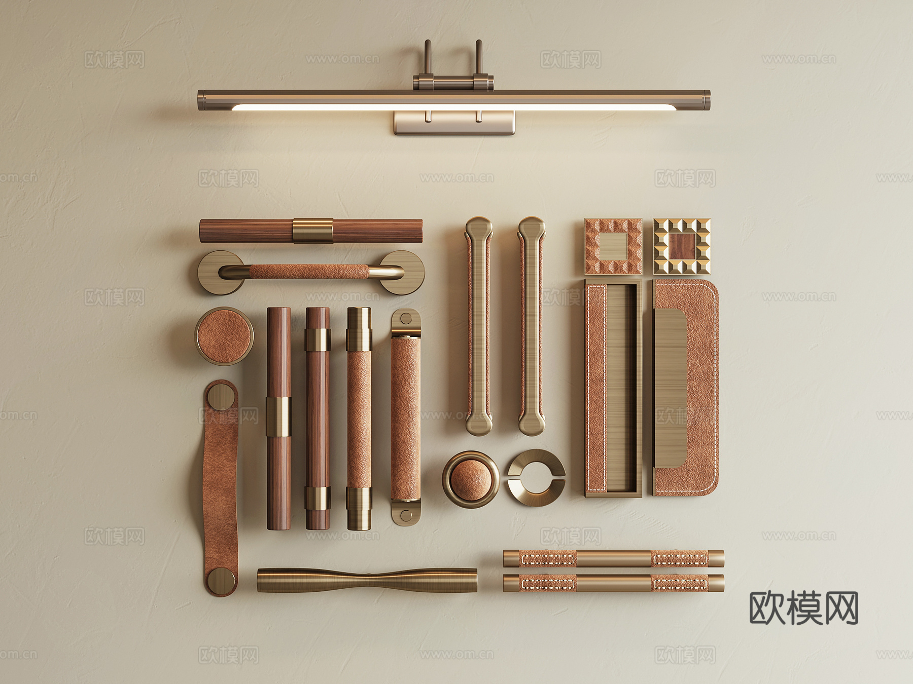 现代拉手门把手3d模型下载