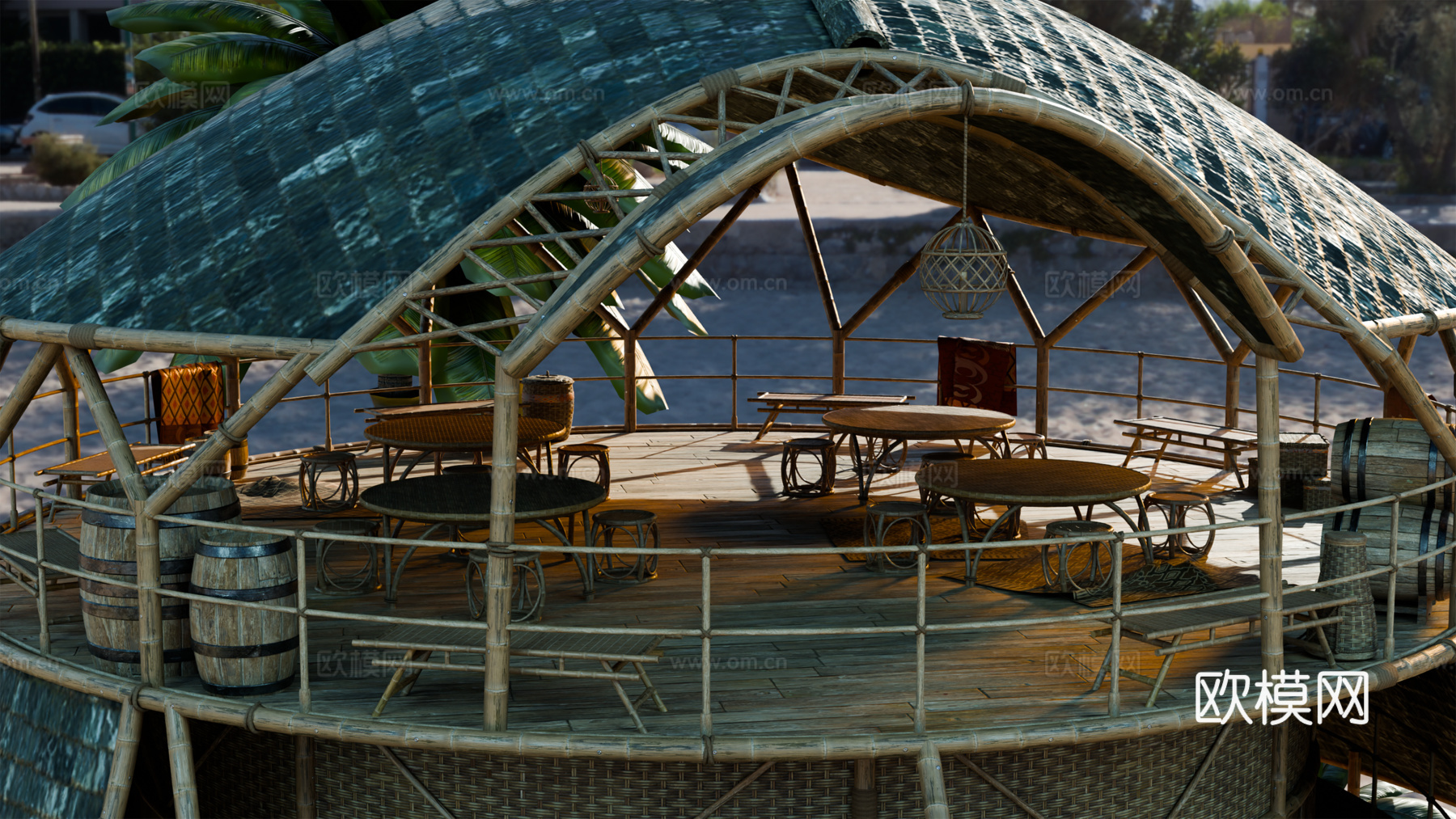 茅草屋 竹屋 木屋 树屋 海景打卡民宿 部落房屋su模型