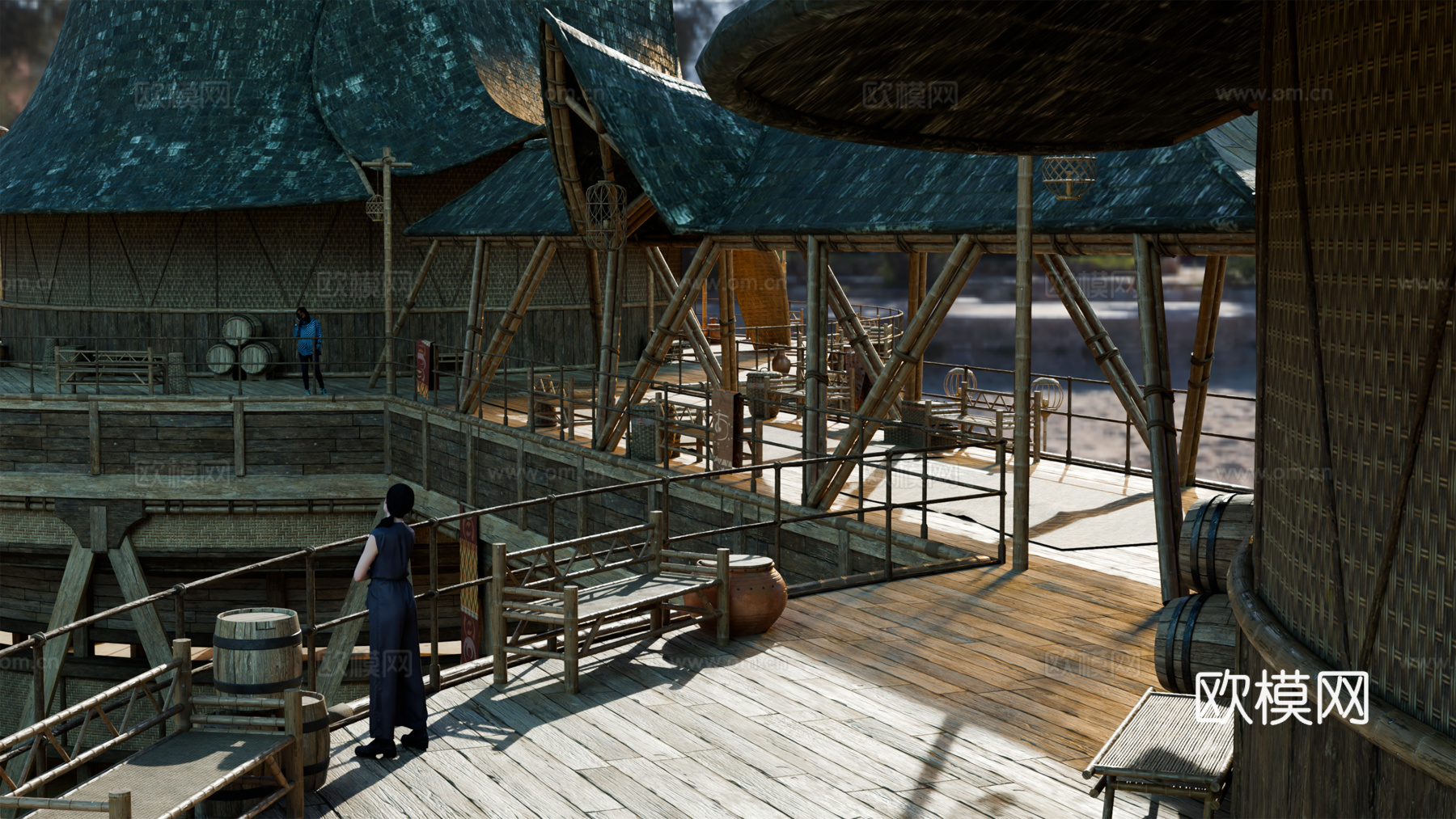 茅草屋 竹屋 木屋 树屋 海景打卡民宿 部落房屋su模型